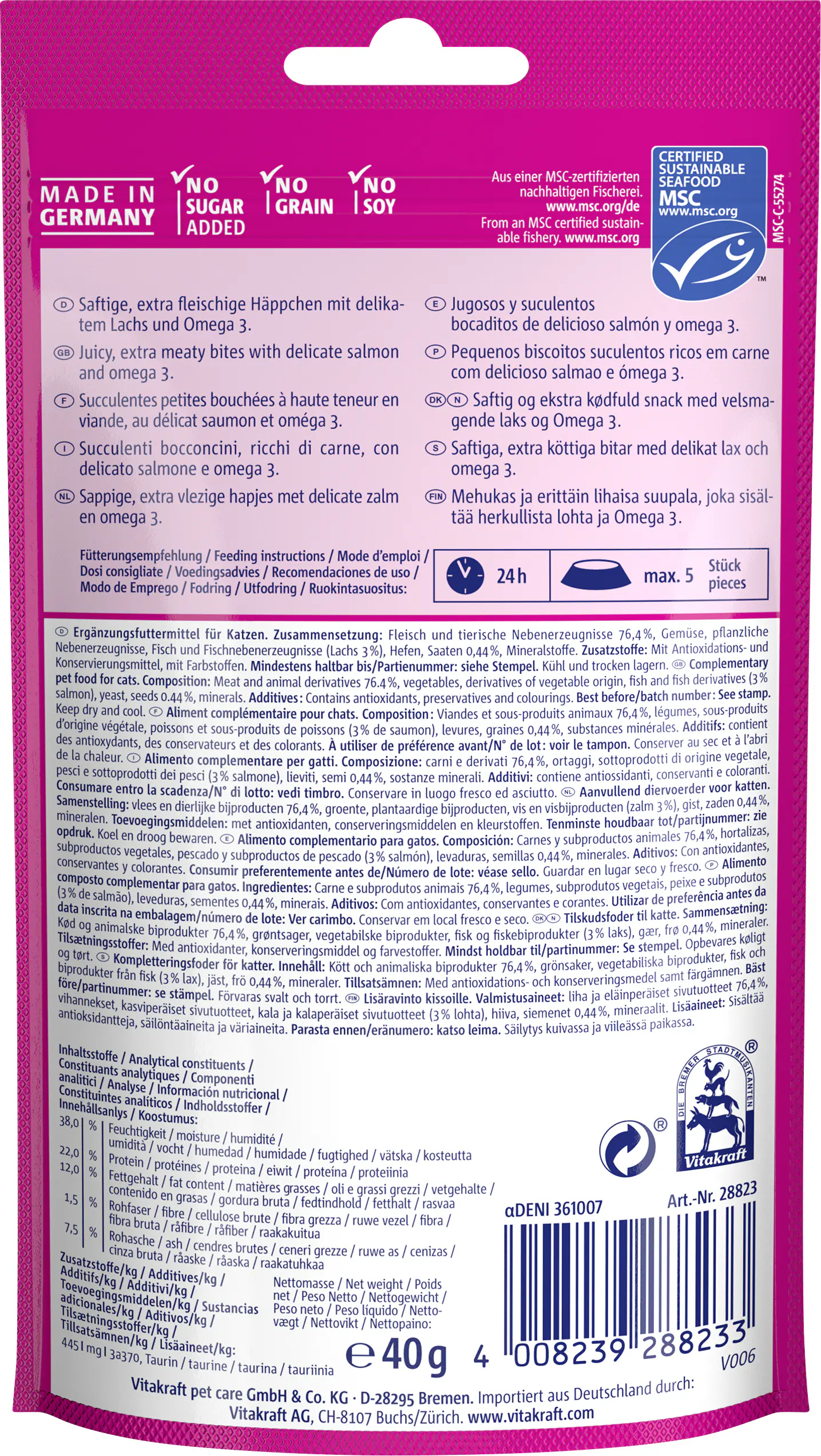 Vitakraft Cat Yums® +Lachs & Omega 3 MSC 40 g