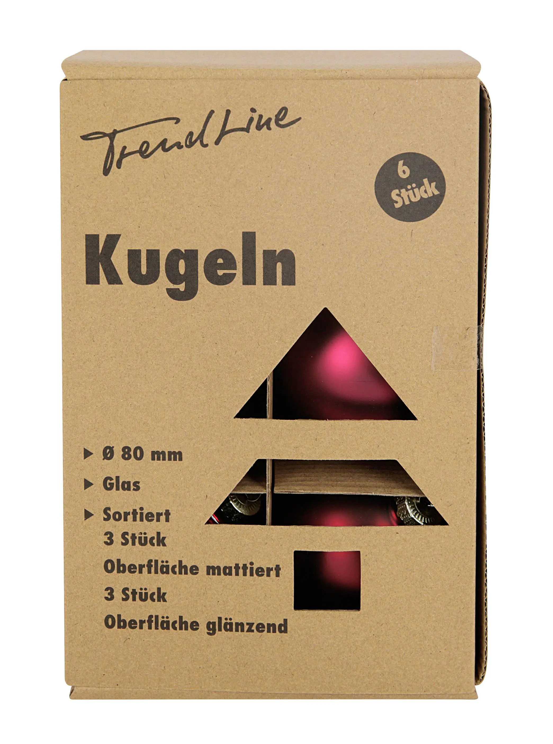 TrendLine Weihnachtskugeln aus Glas Ø 8 cm magnolienrosa 6 Stück