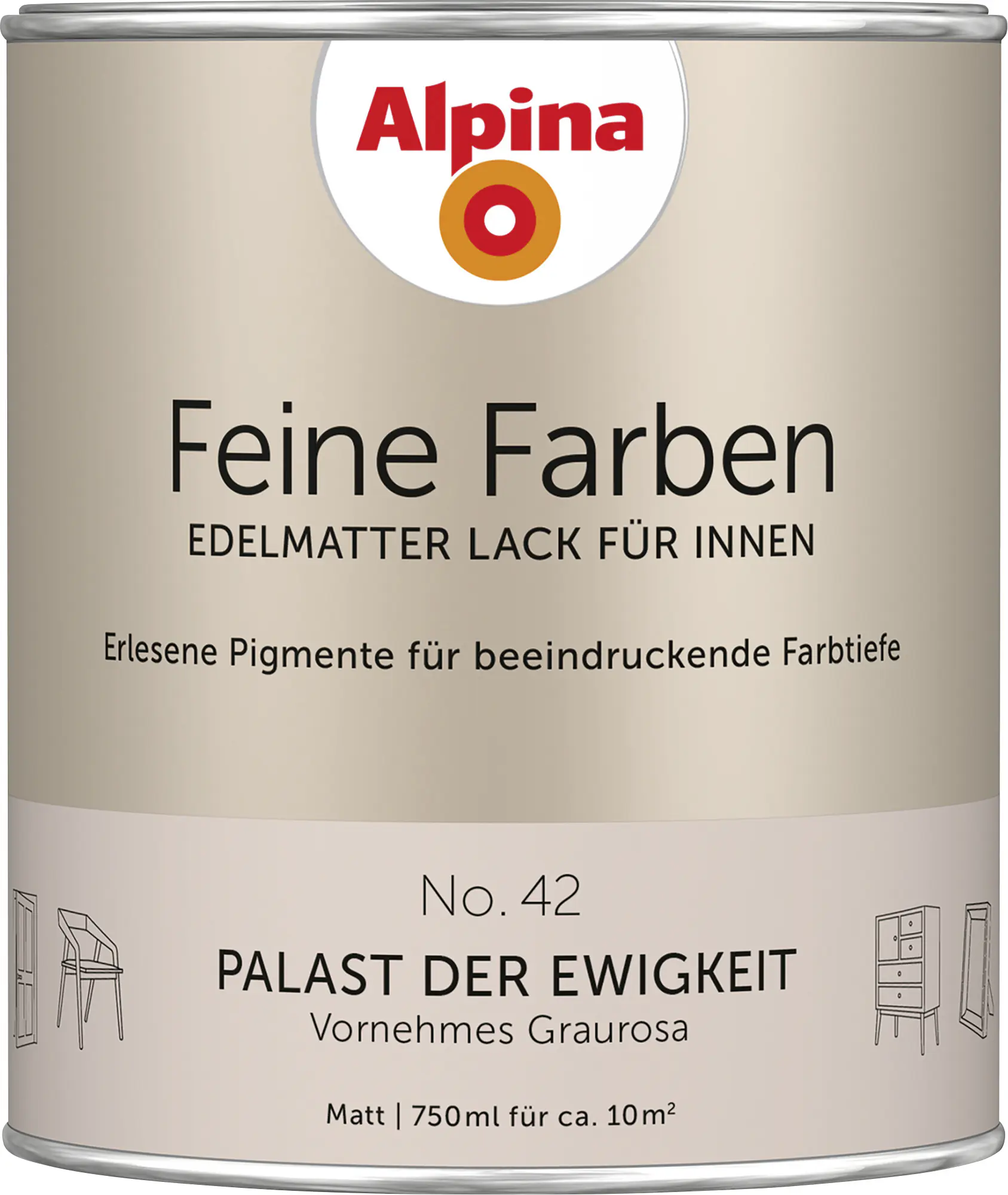 Alpina Feine Farben Lack No. 42 Palast der Ewigkeit - graurosa 750 ml