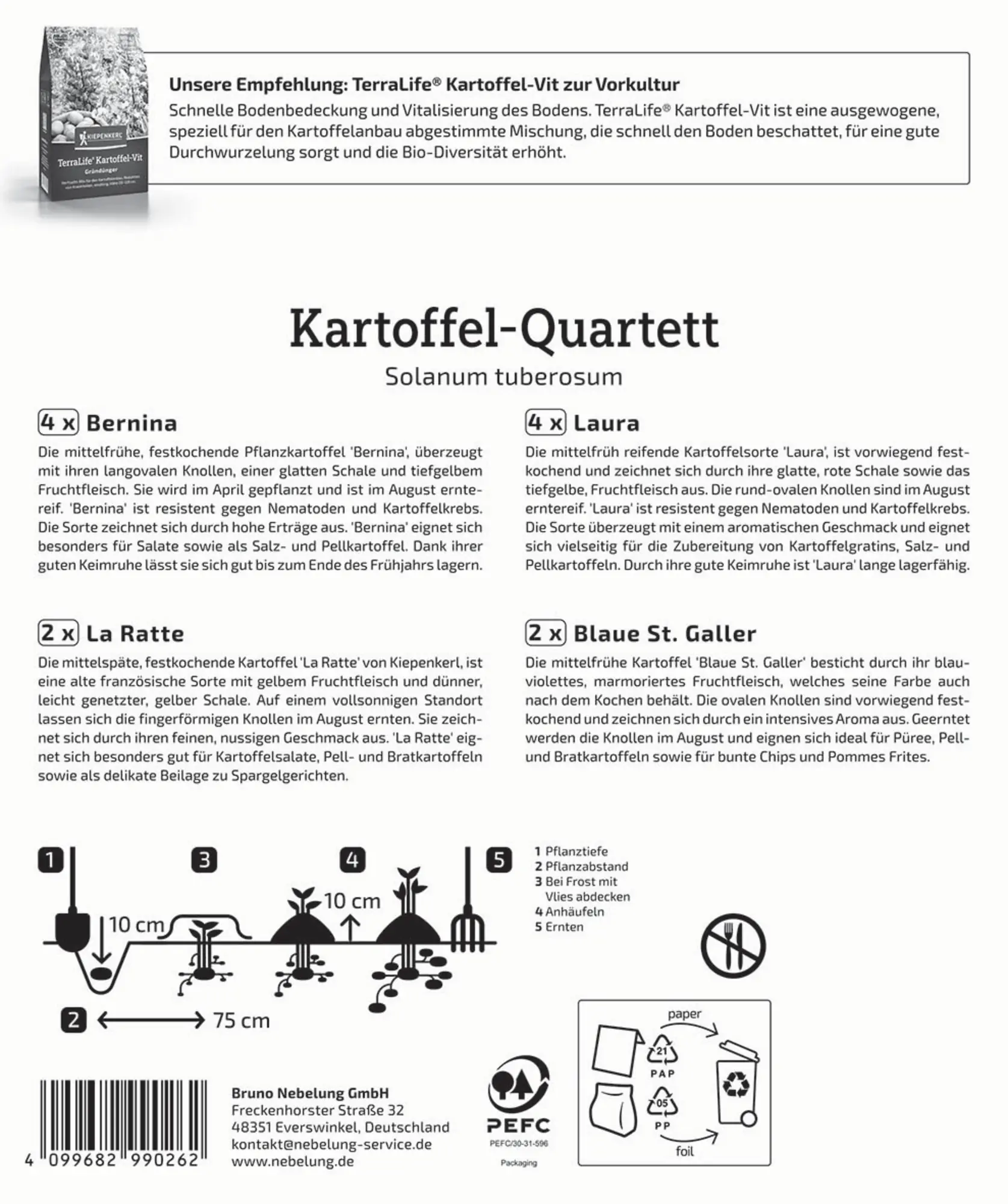 Kiepenkerl Pflanzkartoffel Quartett Mischungstüte Spezialitäten 12 Stück