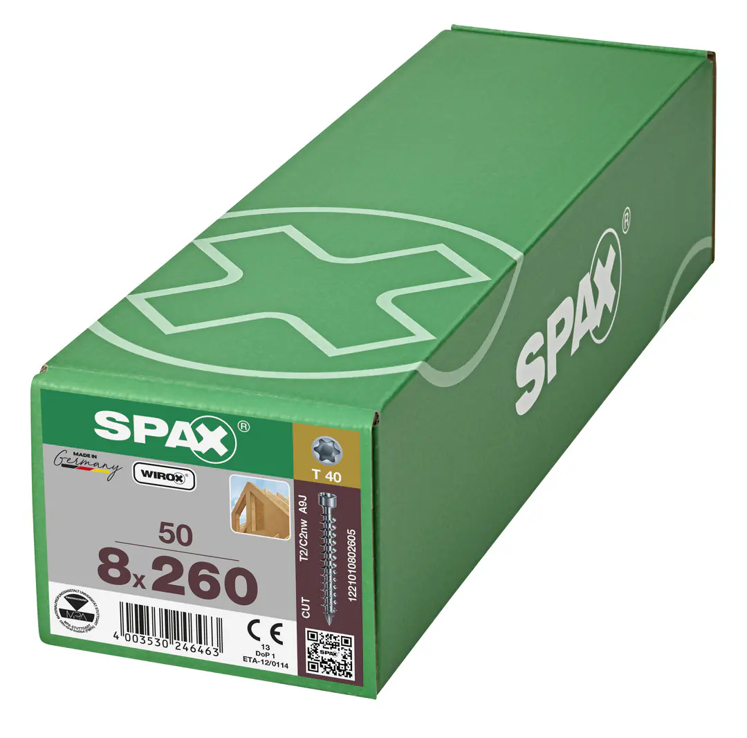 Spax Holzbauschrauben 8.0 x 260 mm TX 40 Zylinderkopf - 50 Stk.