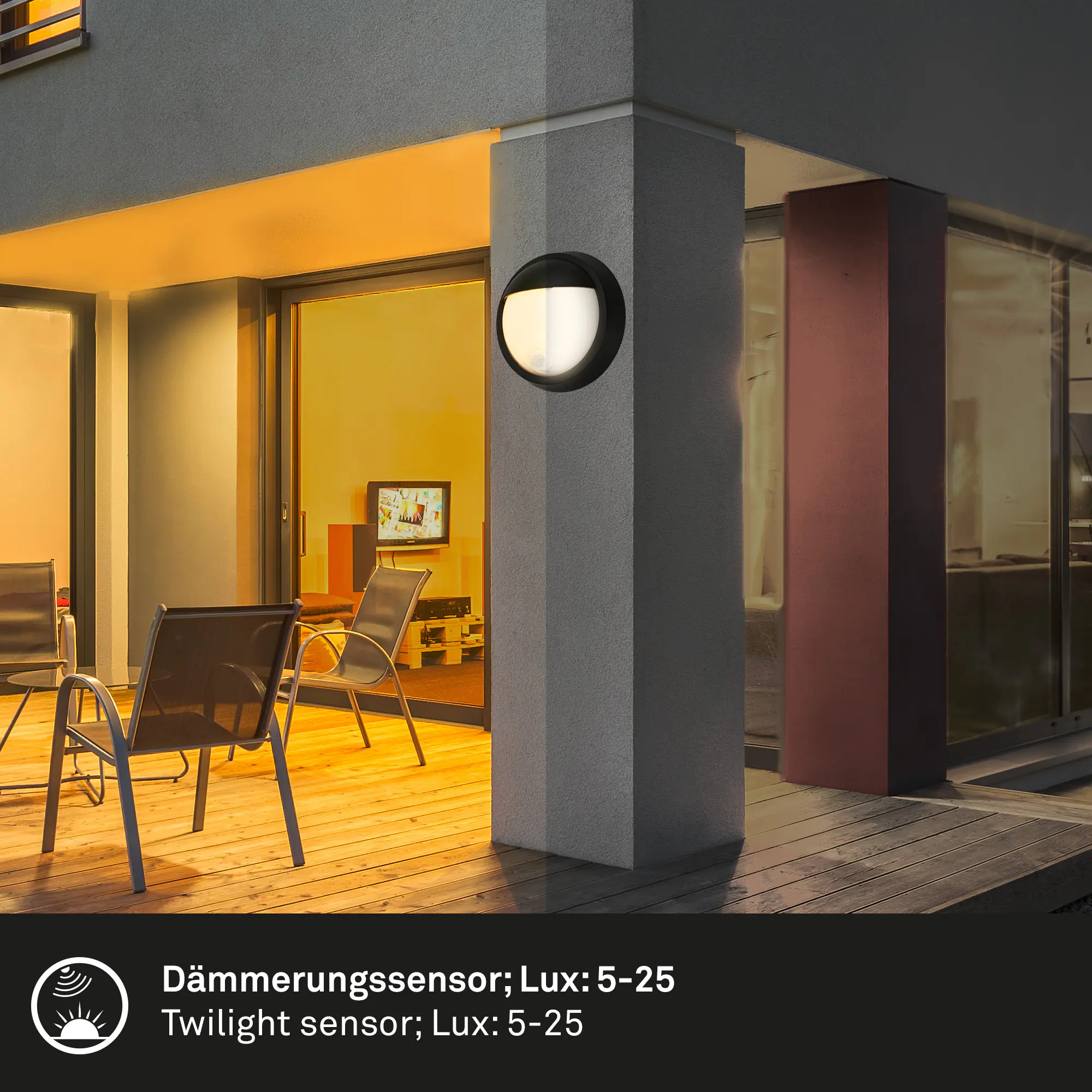 Briloner LED Außenwandleuchte Puni Akku 4W schwarz Sensor warmweiß