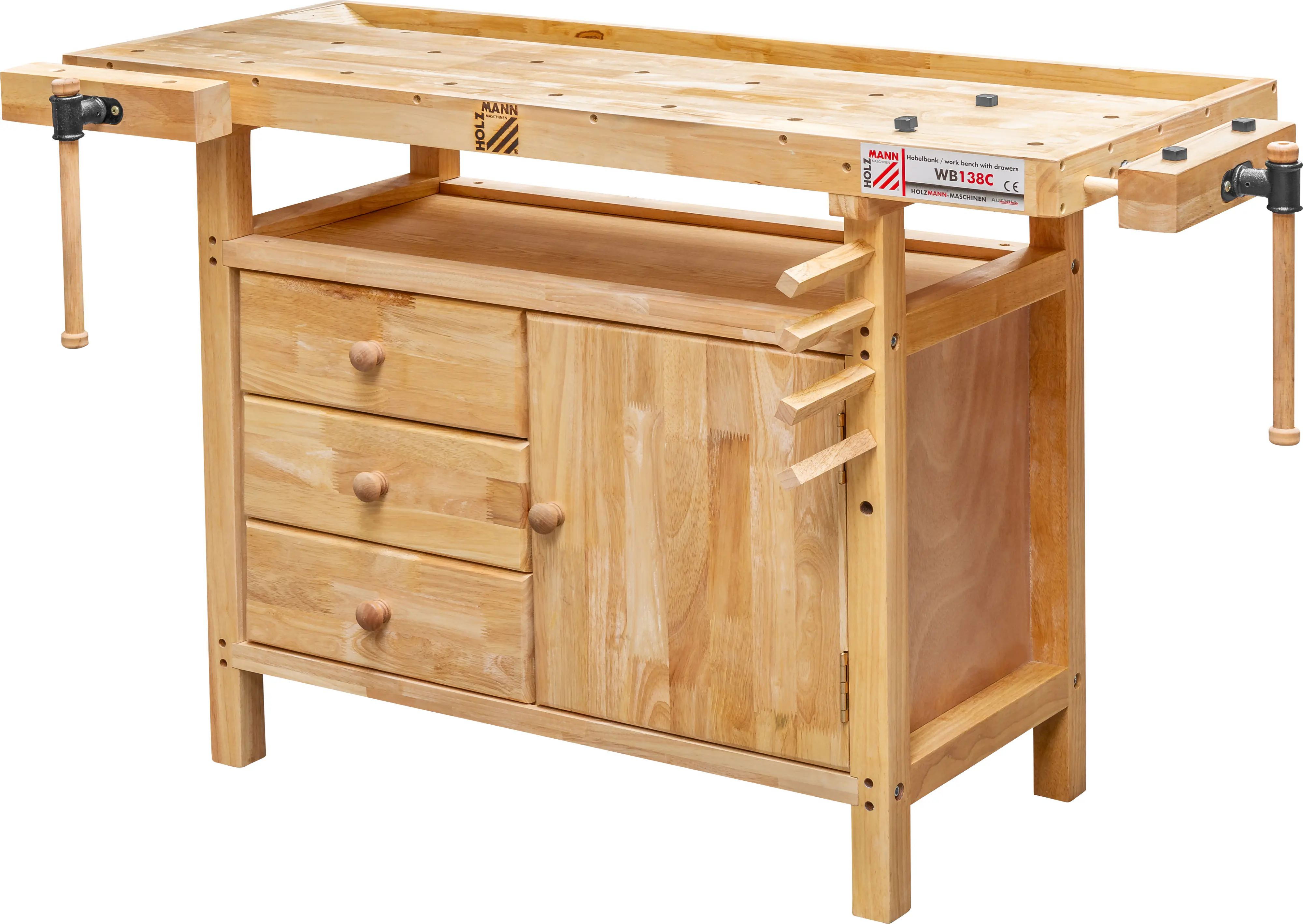 Holzmann Hobelbank WB138C inkl. 4 Bankhaken und Haltestäbe