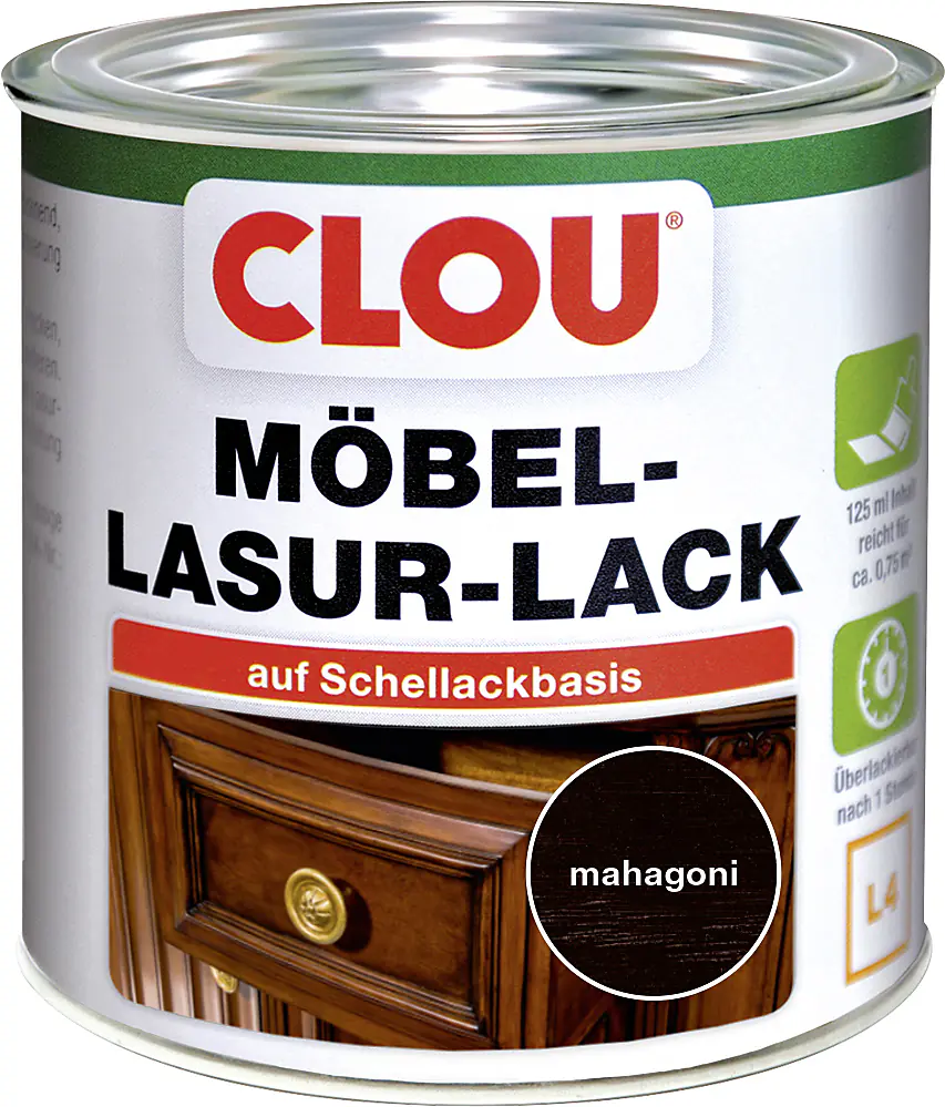 Clou Möbel Lack L4 125 ml mahagoni