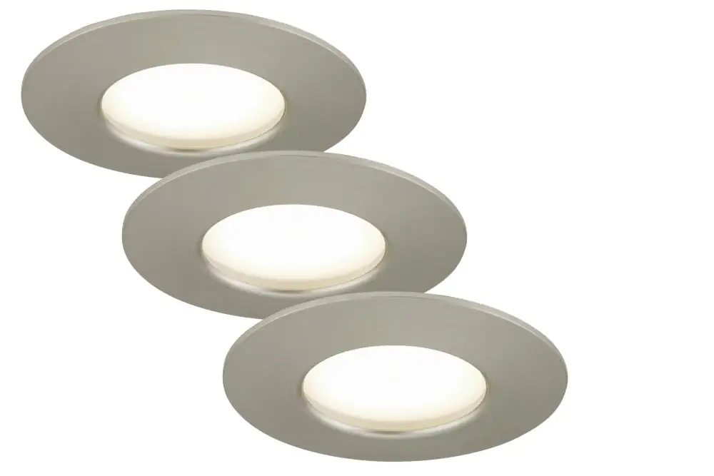 Briloner 3er Set LED Einbauleuchten Attach nickel-matt Ø 7,5 cm