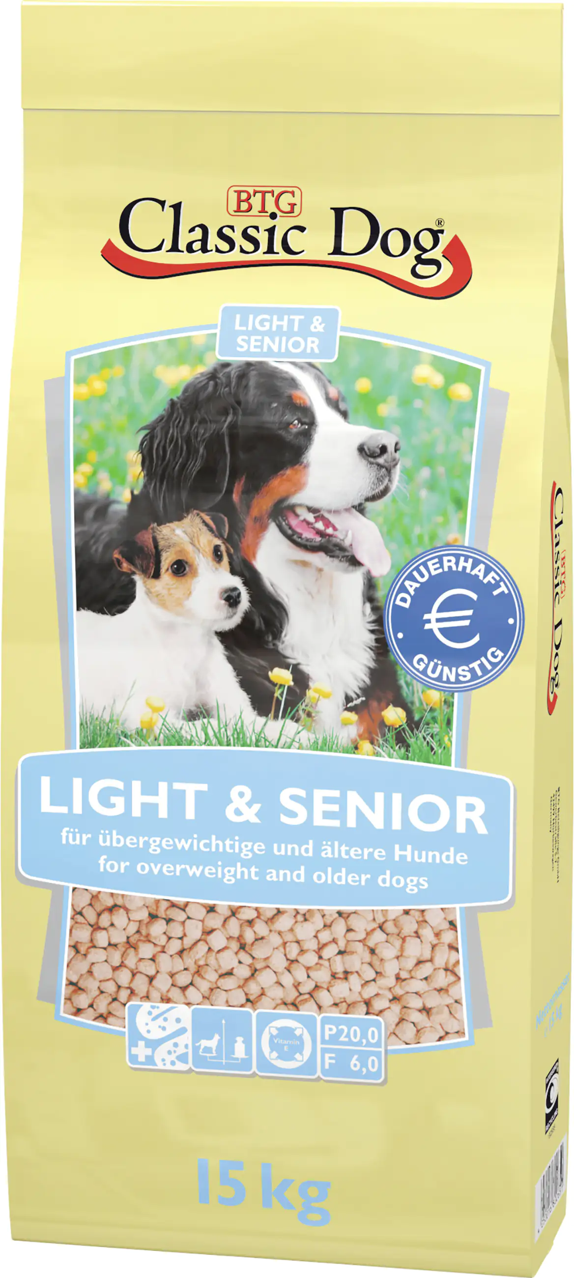 Classic Dog Hundetrockenfutter Senior Light 15 kg Fleischkroketten-Mix 