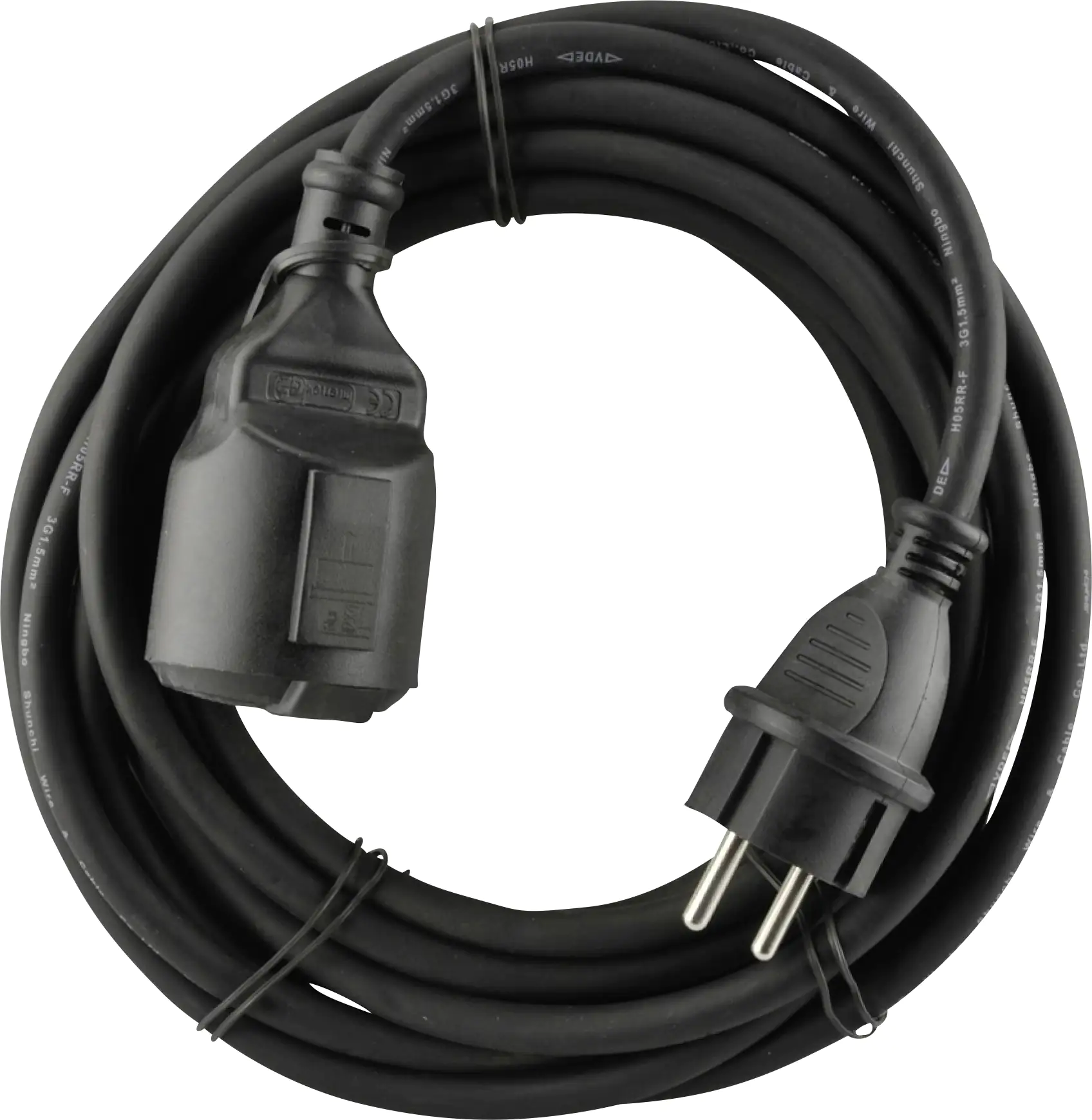 Verlängerungskabel Außen 5 Meter H05RR-F3G1,5, schwarz