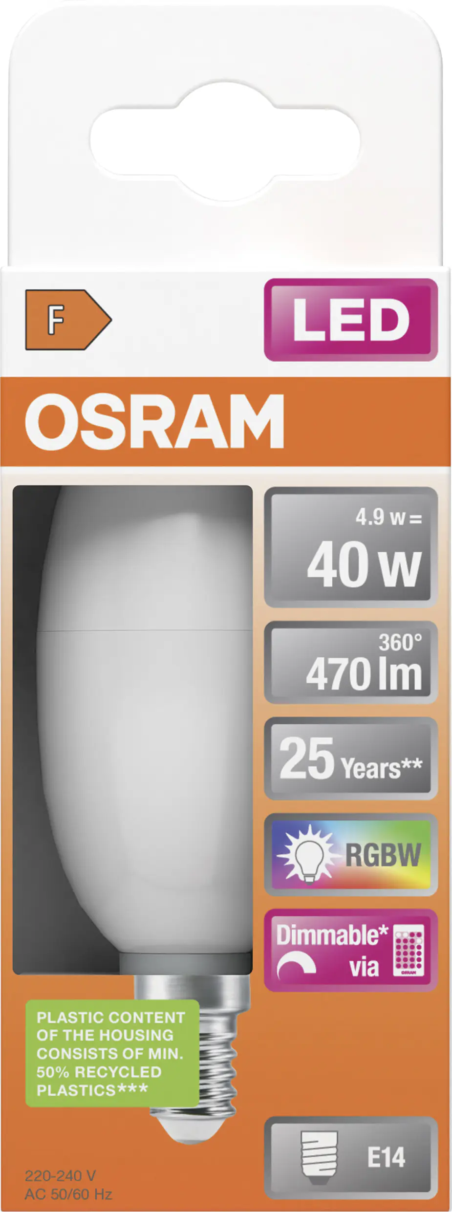 Osram LED Leuchtmittel Star Classic K E14 5,5W warmweiß dimmbar weiß matt