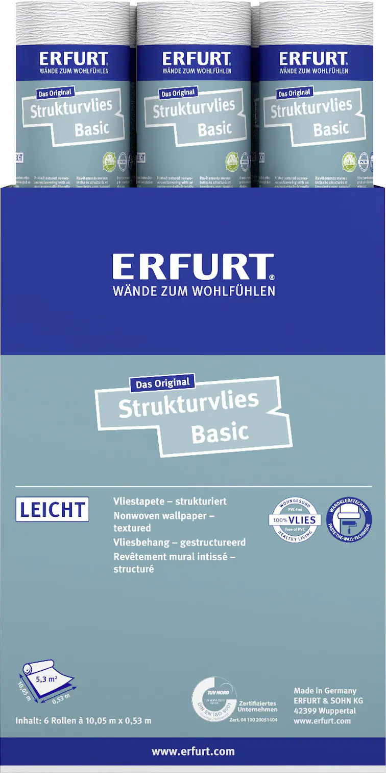 Erfurt Vliestapete Basic 401 weiß 10,05 x 0,53 m