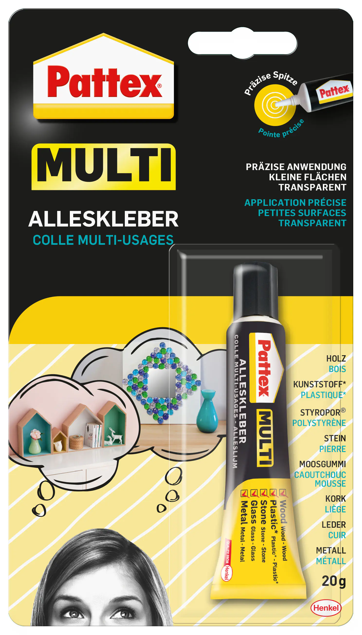 Pattex Multi Alleskleber 20 g Tube, transparent