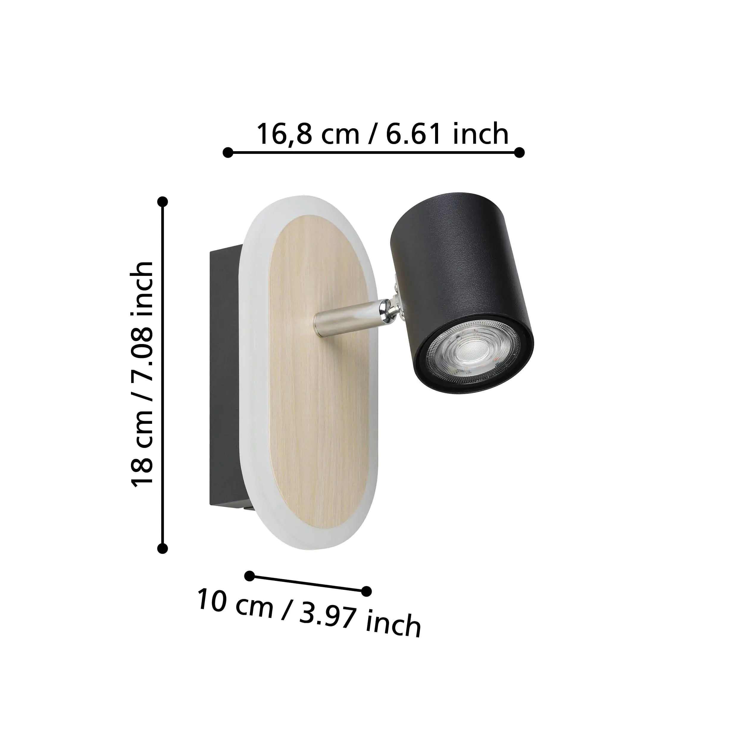 Eglo LED Wandleuchte Rimbocchi 1x6W, 750 lm, 3000K, warmweiß, schwarz