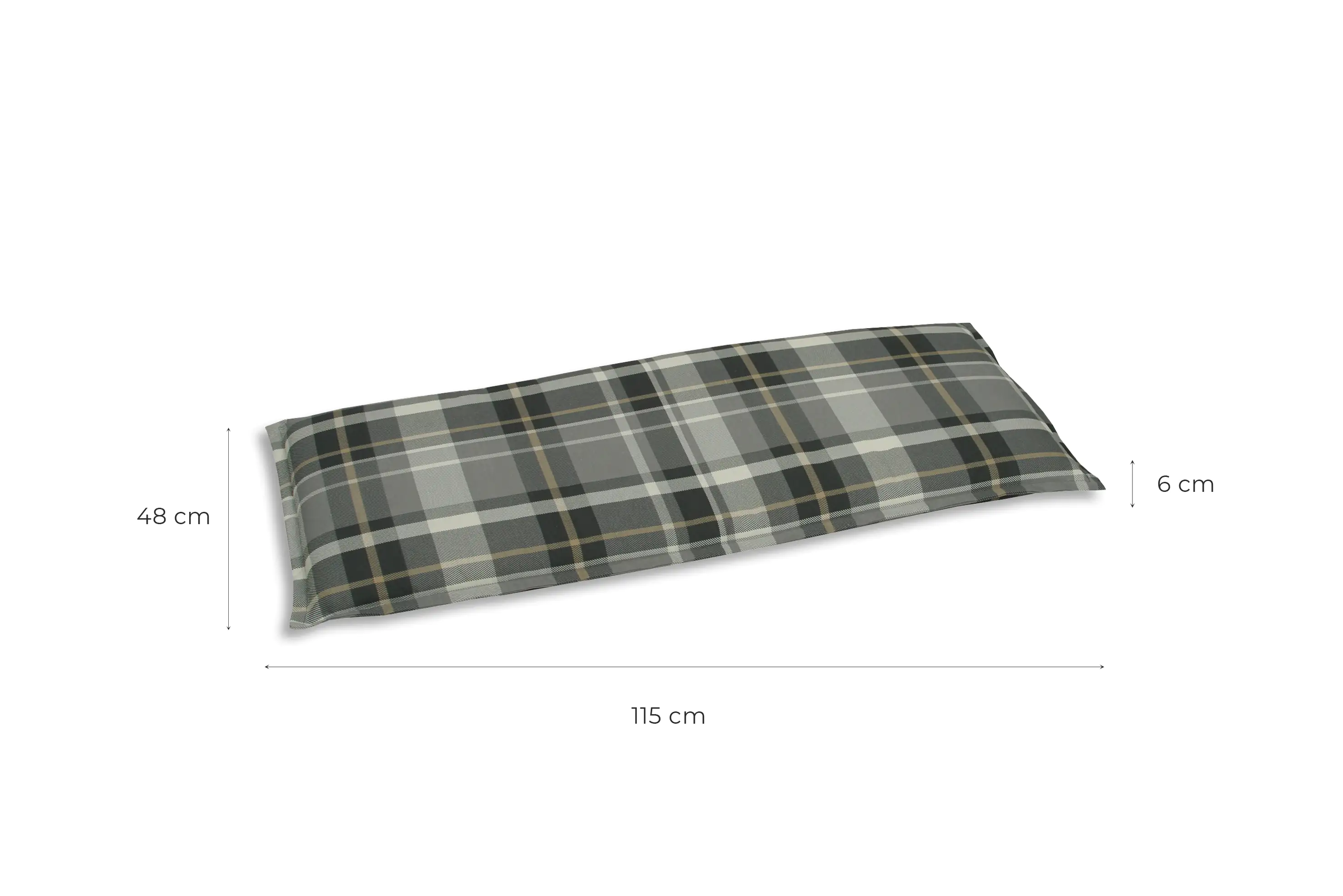 Go-De Bankauflage 115 x 48 x 6 cm grau-kariert