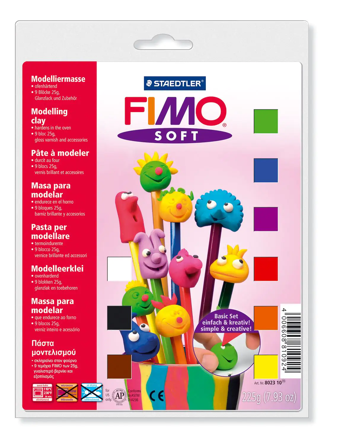 Fimo Modelliermasse Soft Basic-Set 9 Halbblöcke
