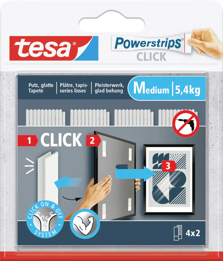 tesa Powerstrips Click Medium 4 Stück