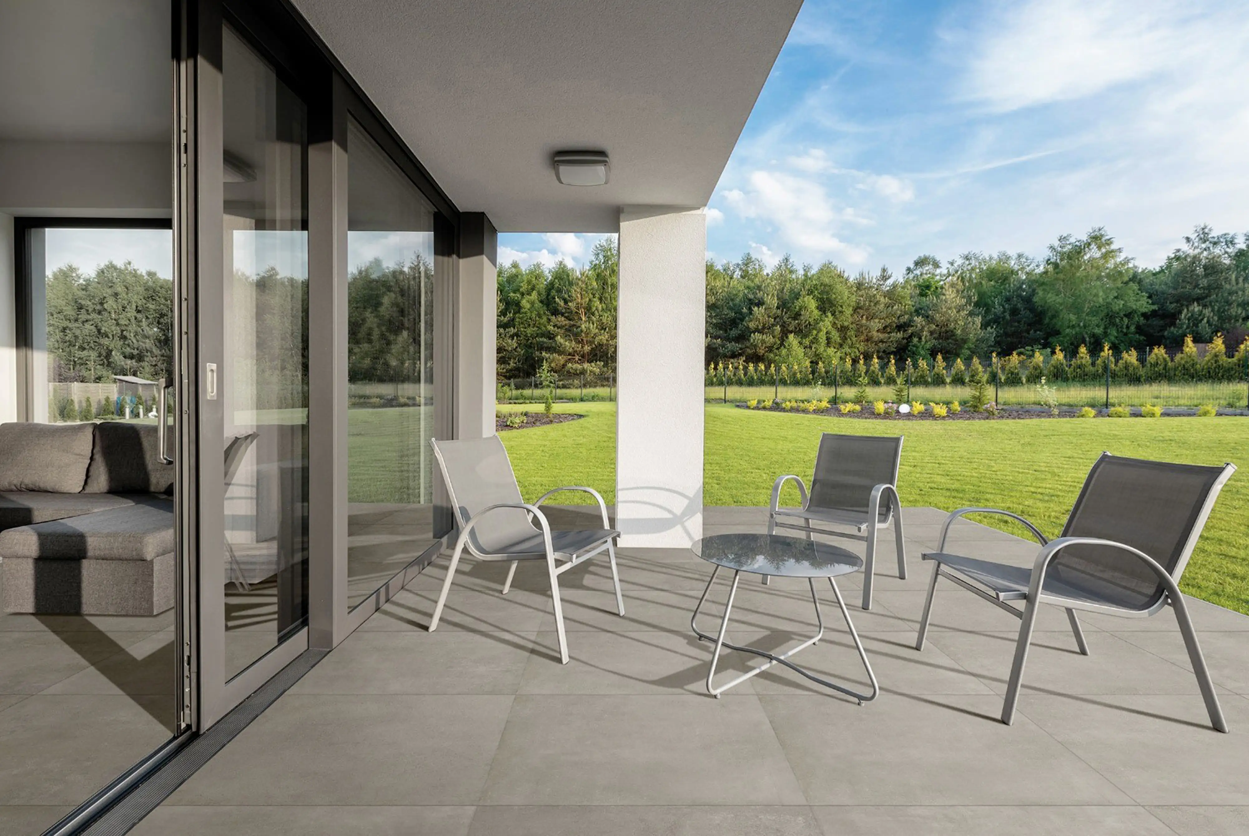 Terrassenplatte Feinsteinzeug Miami 60 x 60 x 3 cm grau-beige