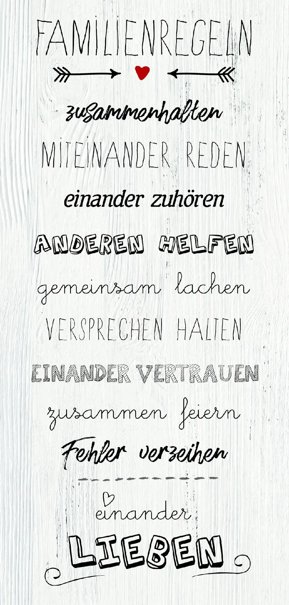 Deco-Block Bild - Familienregeln 60 x 29 cm