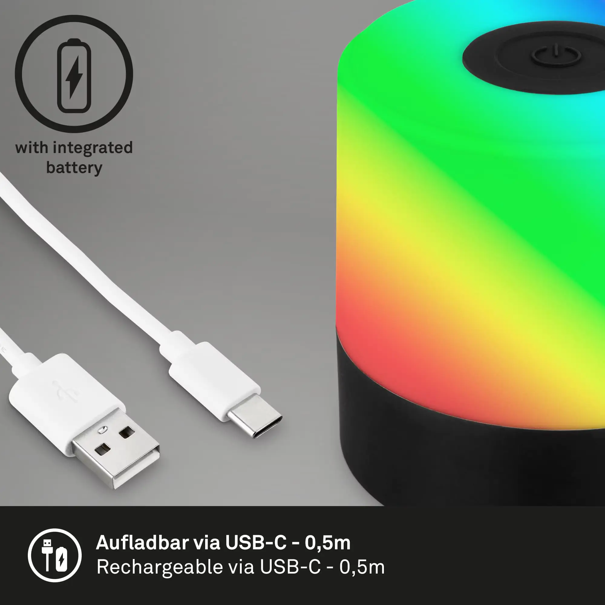 Di-KA Akku Tischleuchte SMAL 1,5W, RGB-Touchsteuerung, schwarz