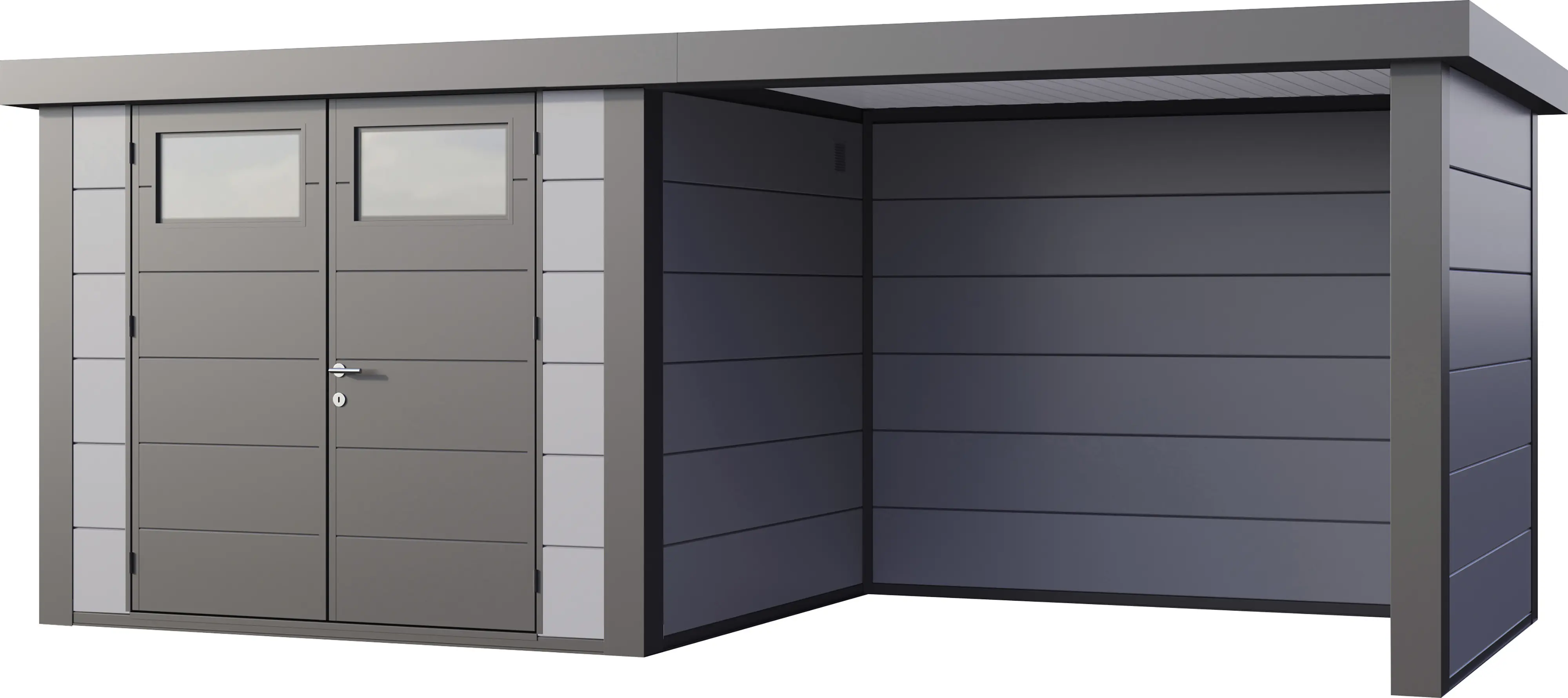 Telluria Gerätehaus Classico Lounge S 2724 rechts lichtgrau 552 x 238 cm