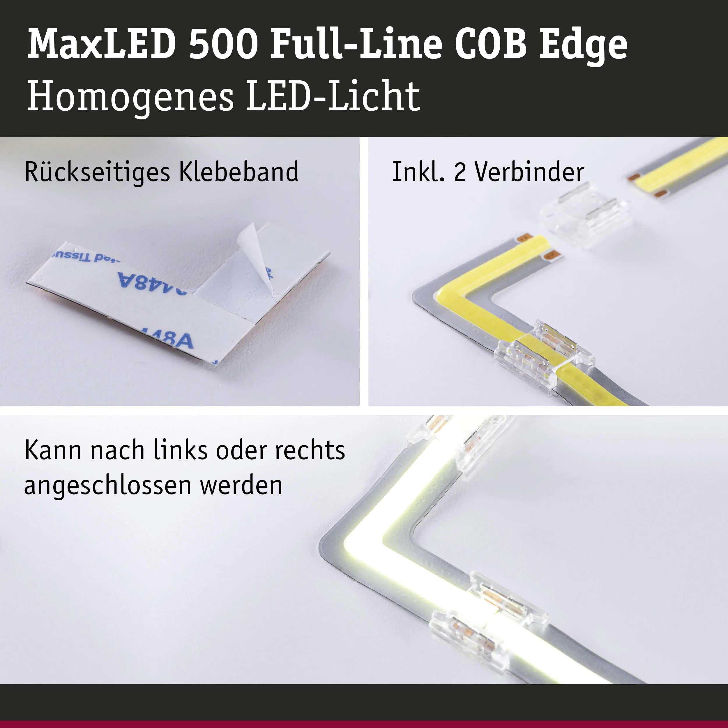 Paulmann MaxLED 500 Stripe-Ecke warmweiß Full-Line COB 90° silber