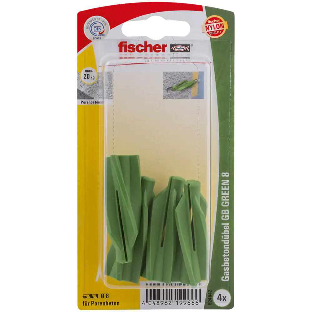 Fischer Gasbetondübel GB green 8.0 x 50 mm - 4 Stück