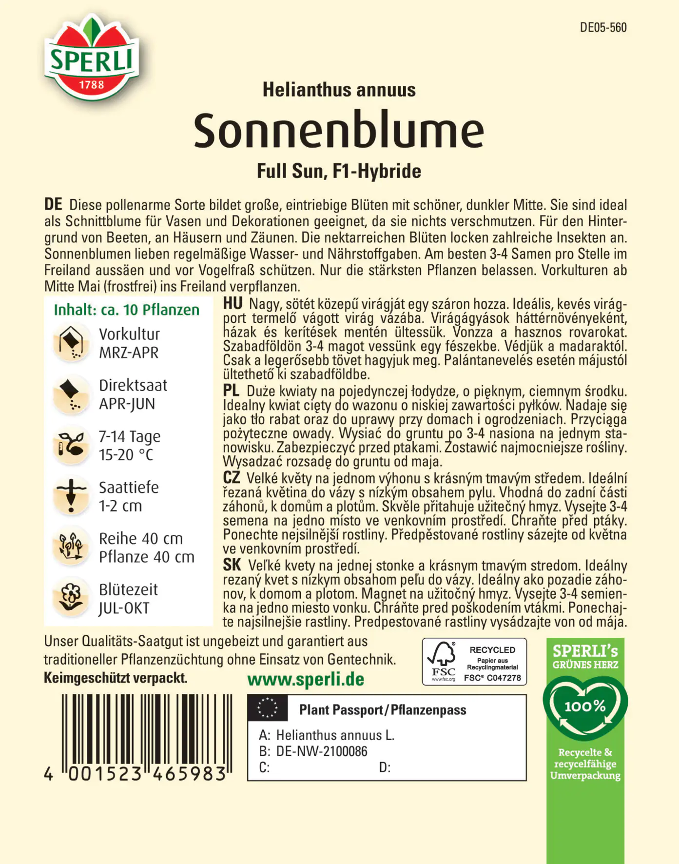 Sperli Sonnenblume Full Sun F1