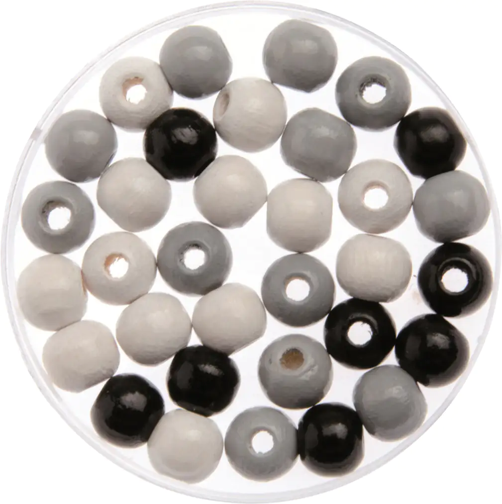 Glorex Holzperle schwarz/grau/weiß 12 mm - 28 Stück