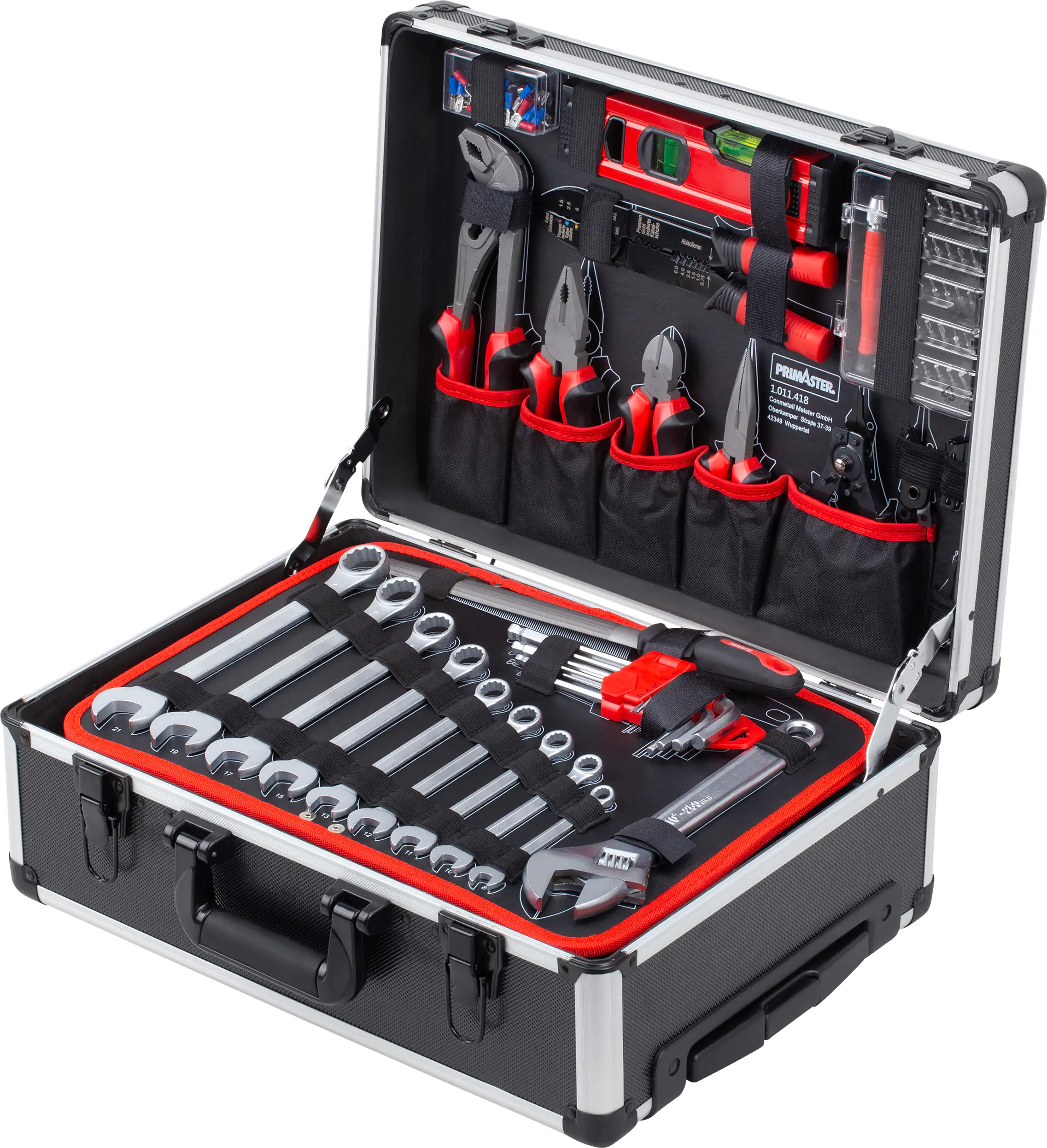Primaster Werkzeugkoffer-Trolley WK156 rollbar mit Teleskopgriff 156-teilig