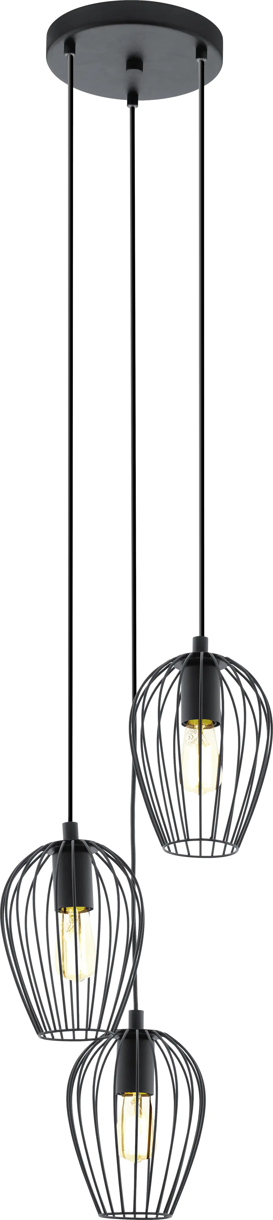 Eglo 3er Pendelleuchte Newtown schwarz Ø 38 cm E27, max. 60 W