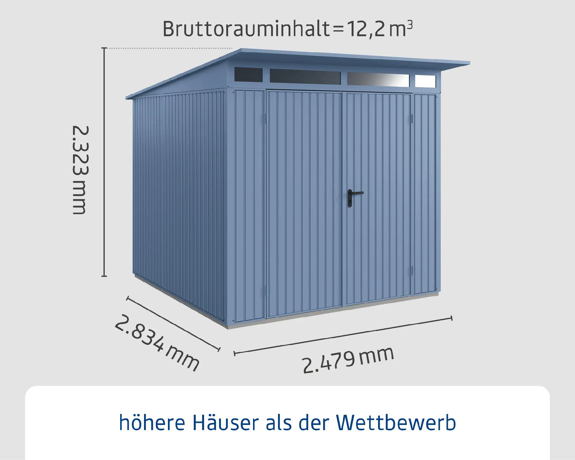 EcoStar Gerätehaus Trend-P Typ 2 taubenblau 247,9 x 283,4 x 232,3 cm