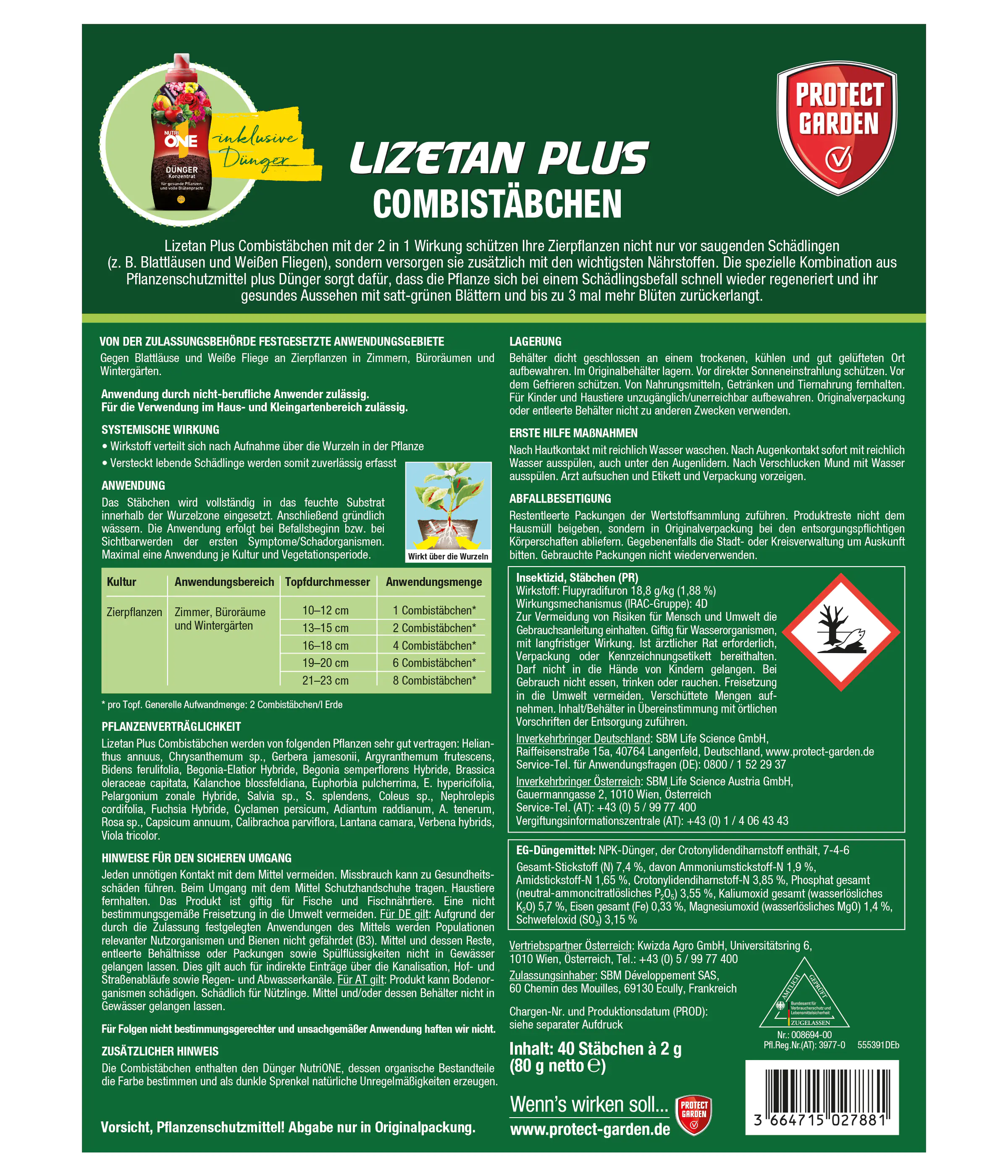 Protect Garden Lizetan Plus Combistäbchen 40 Stück