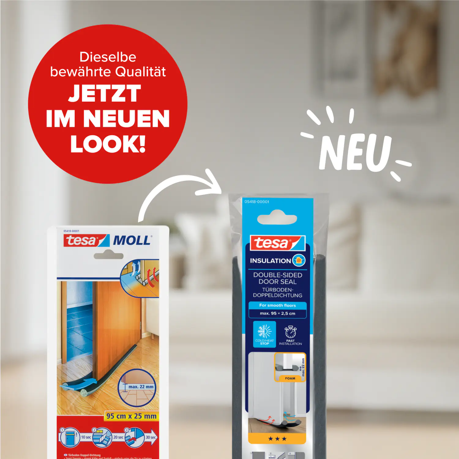 tesa Insulation Türbodendoppeldichtung grau, 95 cm x 25 mm