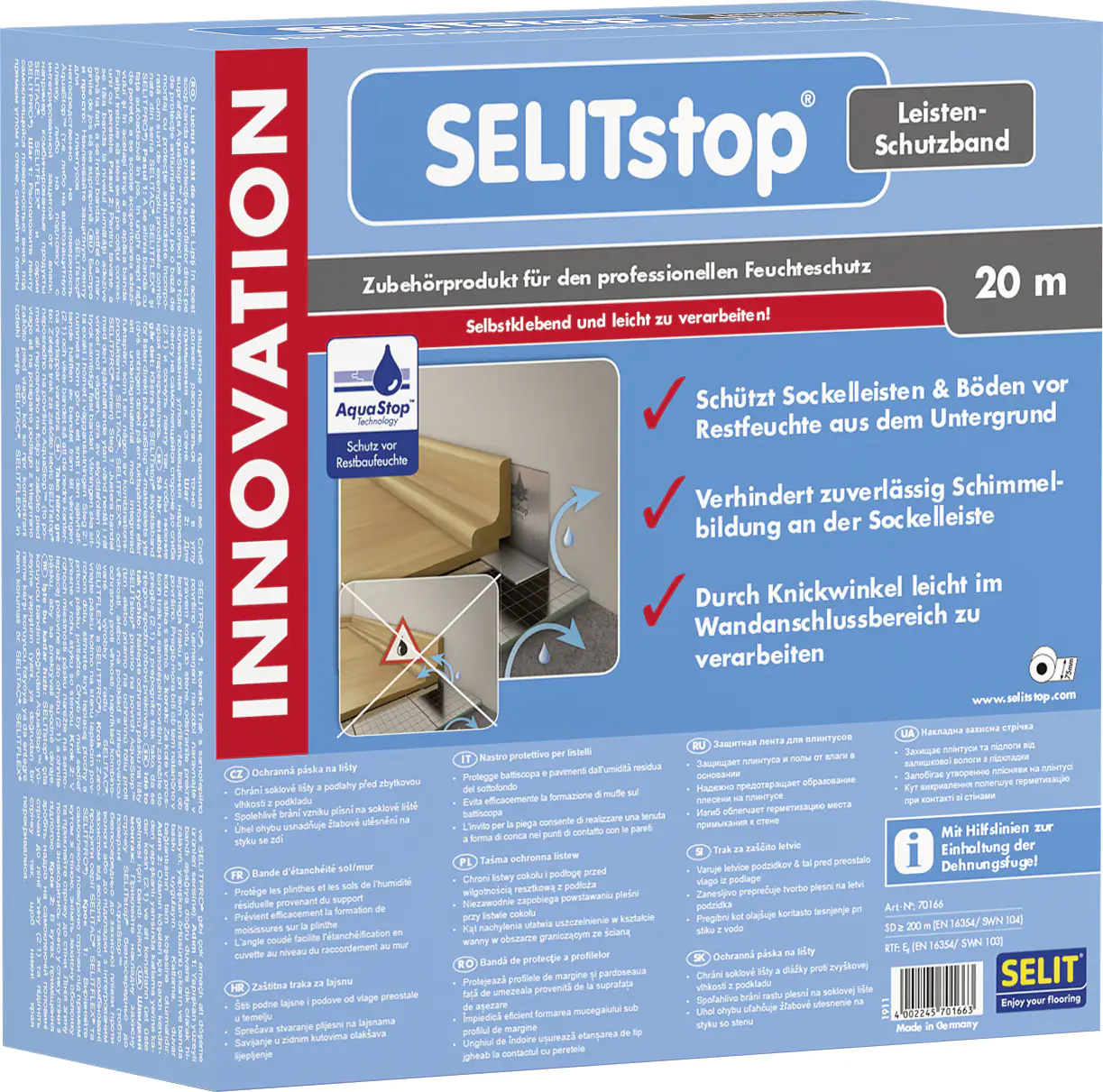 Selitstop Leisten-Schutzband 7,5 cm x 20 m Stärke 0,5 mm