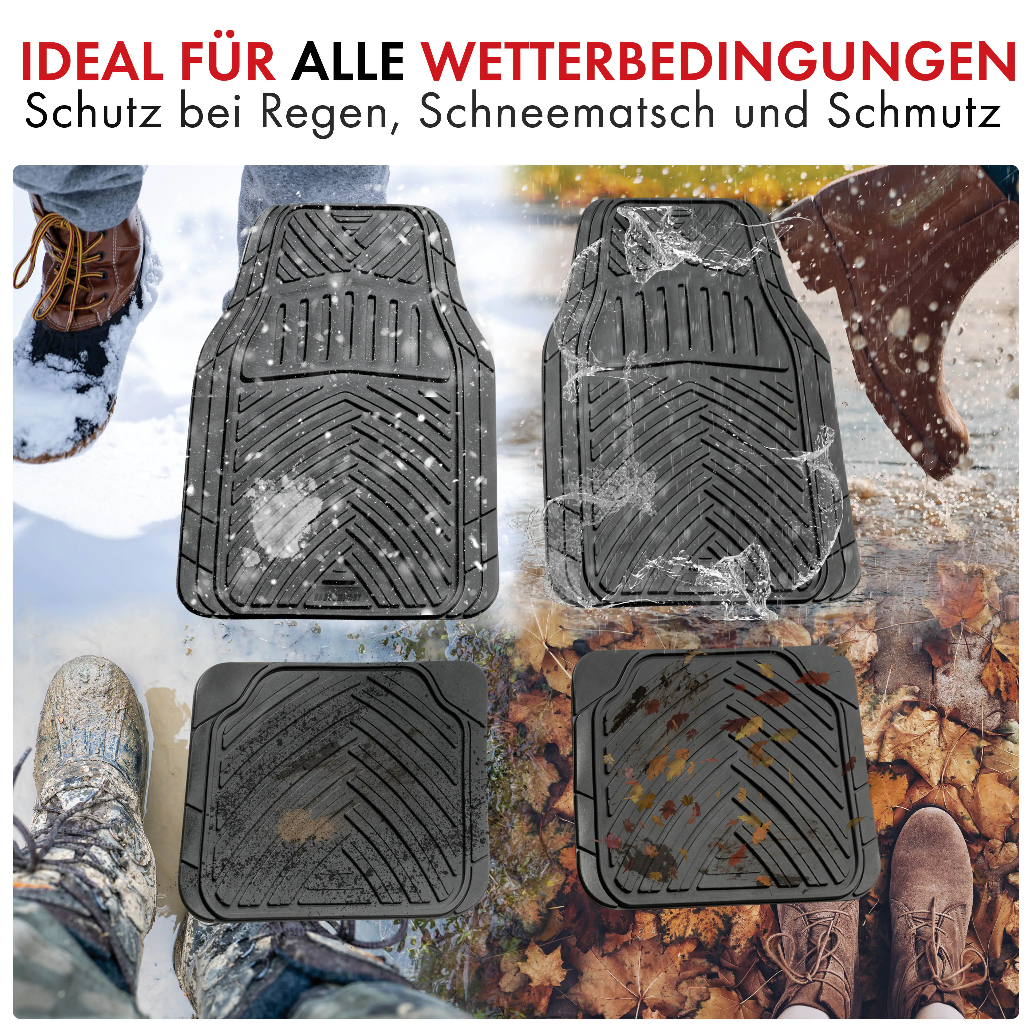 Walser Universal Fußmatten Herkules zuschneidbar schwarz 4-teilig