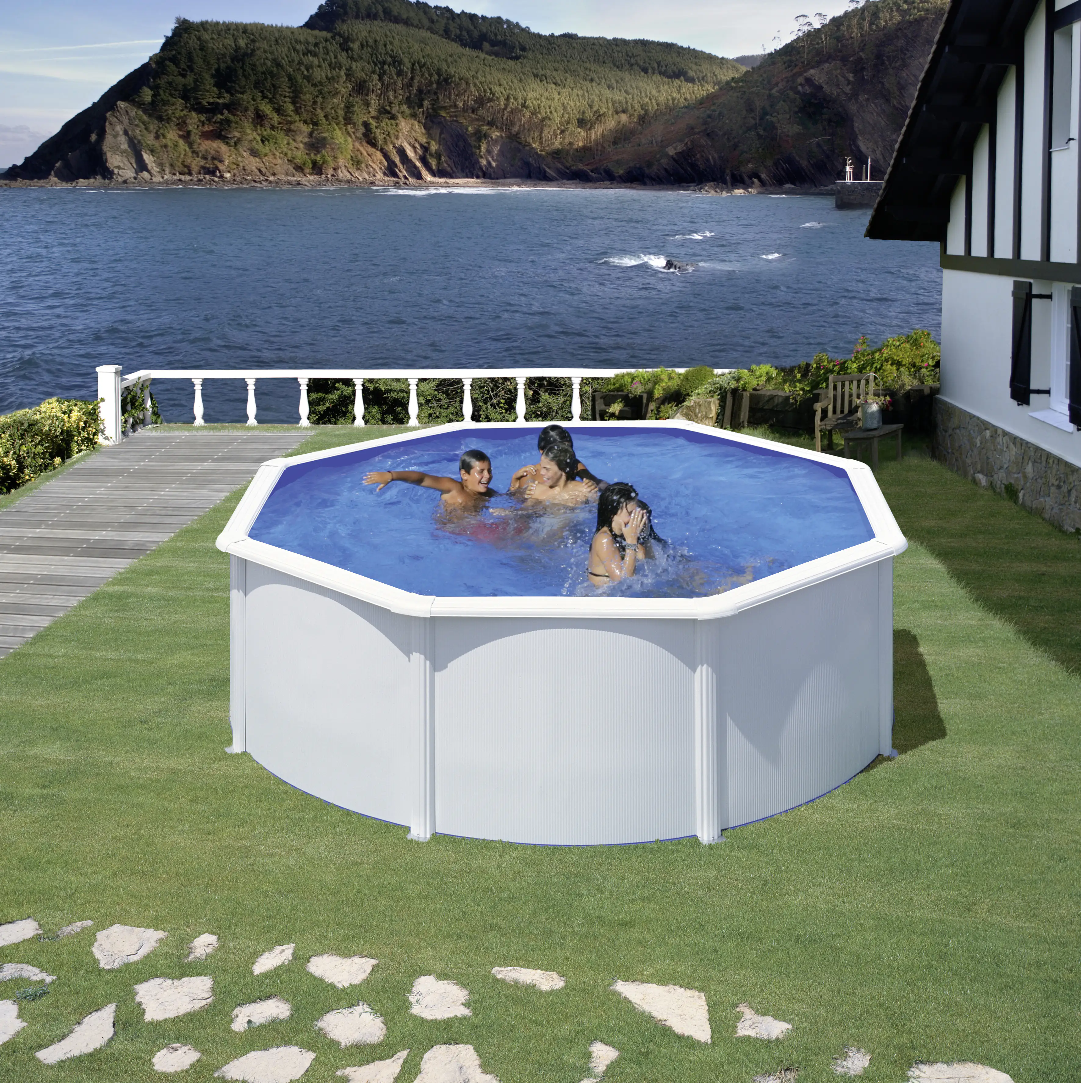 Gre Stahlwandpool Fidji rund Ø 350 x 120 cm weiß
