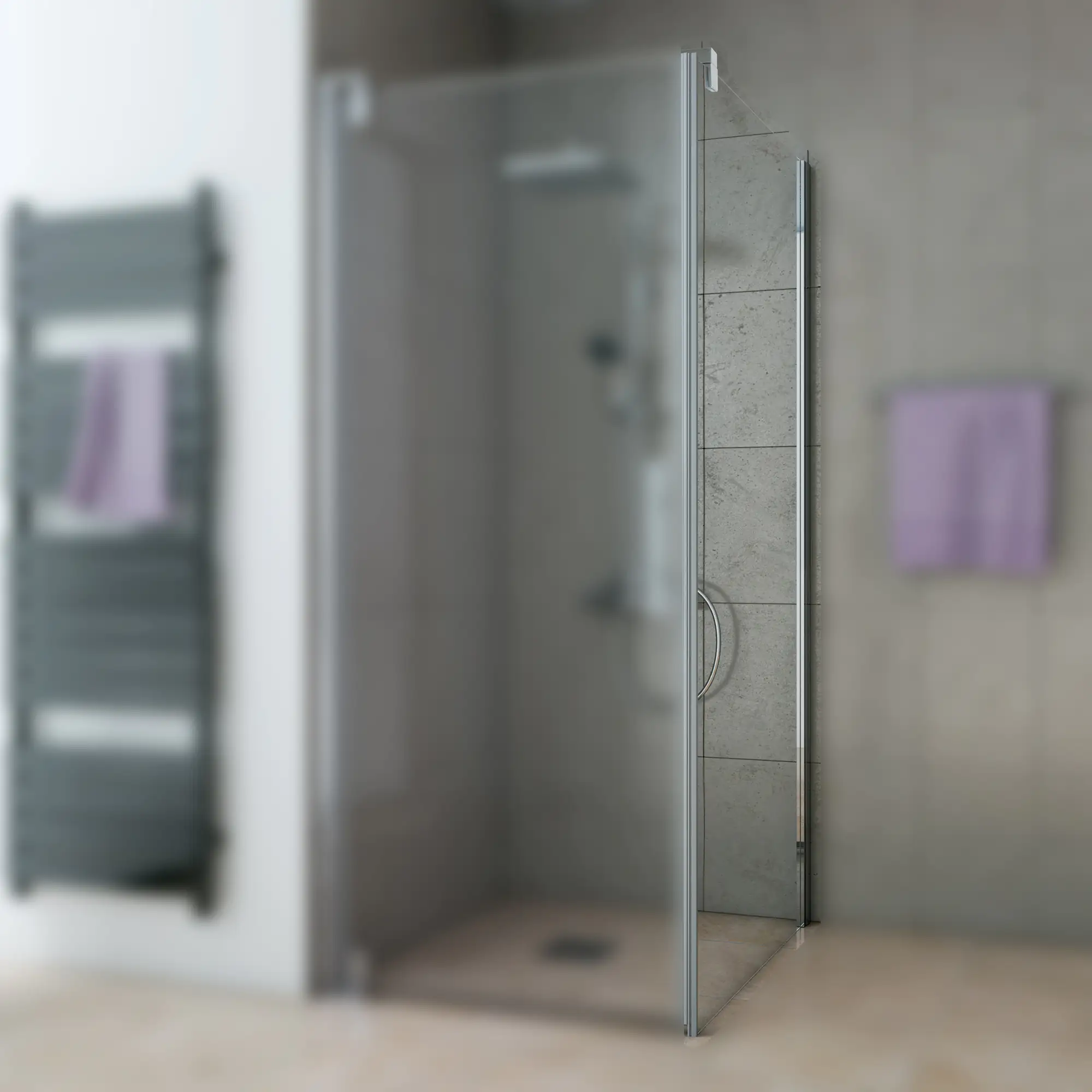 Breuer Europa Design Seitenwand rechts 90 x 200 Alu chrom Anschlag rechts