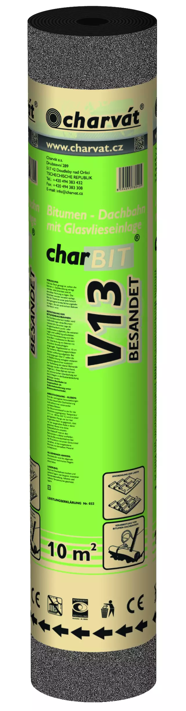 Bitumenpappe V13 besandet 10 x 1 m = 10 m² schwarz-grau