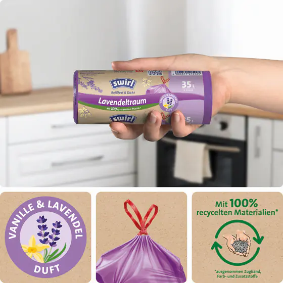 Swirl® Duft-Müllbeutel Vanille-Lavendel 35 L Reißfest & Dicht