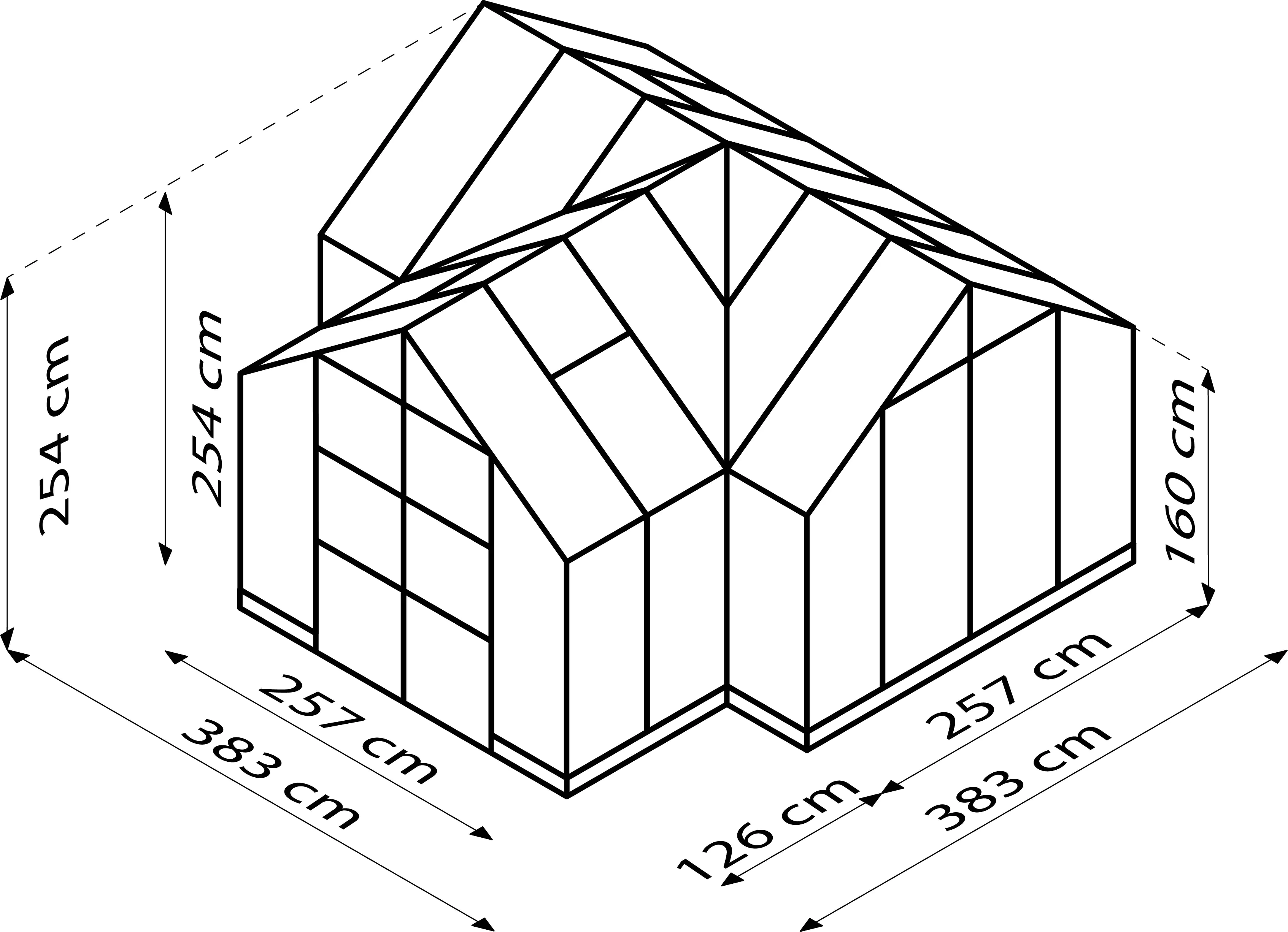 Vitavia Gewächshaus Campus schwarz 3,83 x 3,83 x 2,54 m