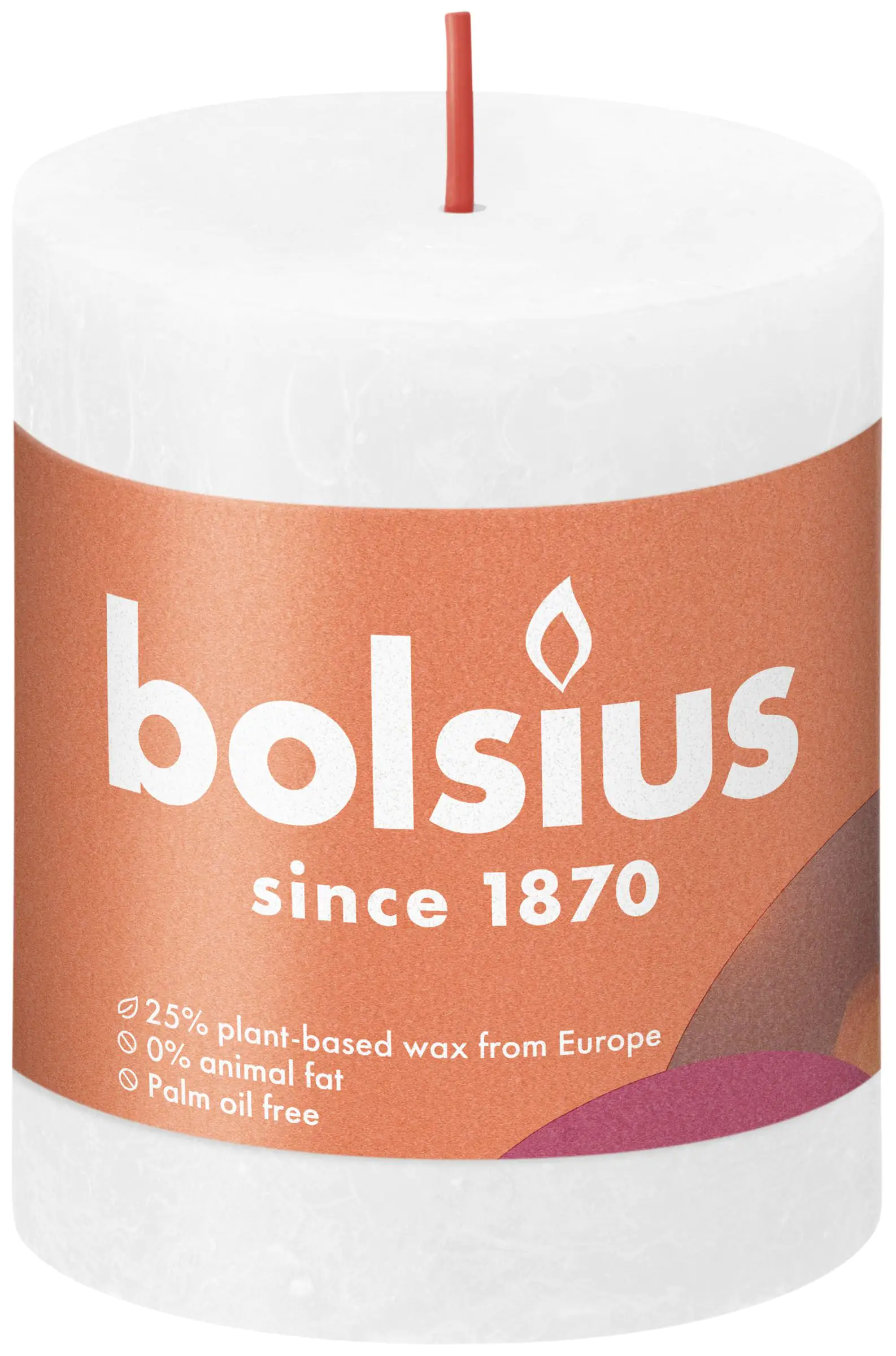 Bolsius Rustik Stumpenkerze wolkiges weiß, Höhe: 8 cm, Ø 6,8 cm