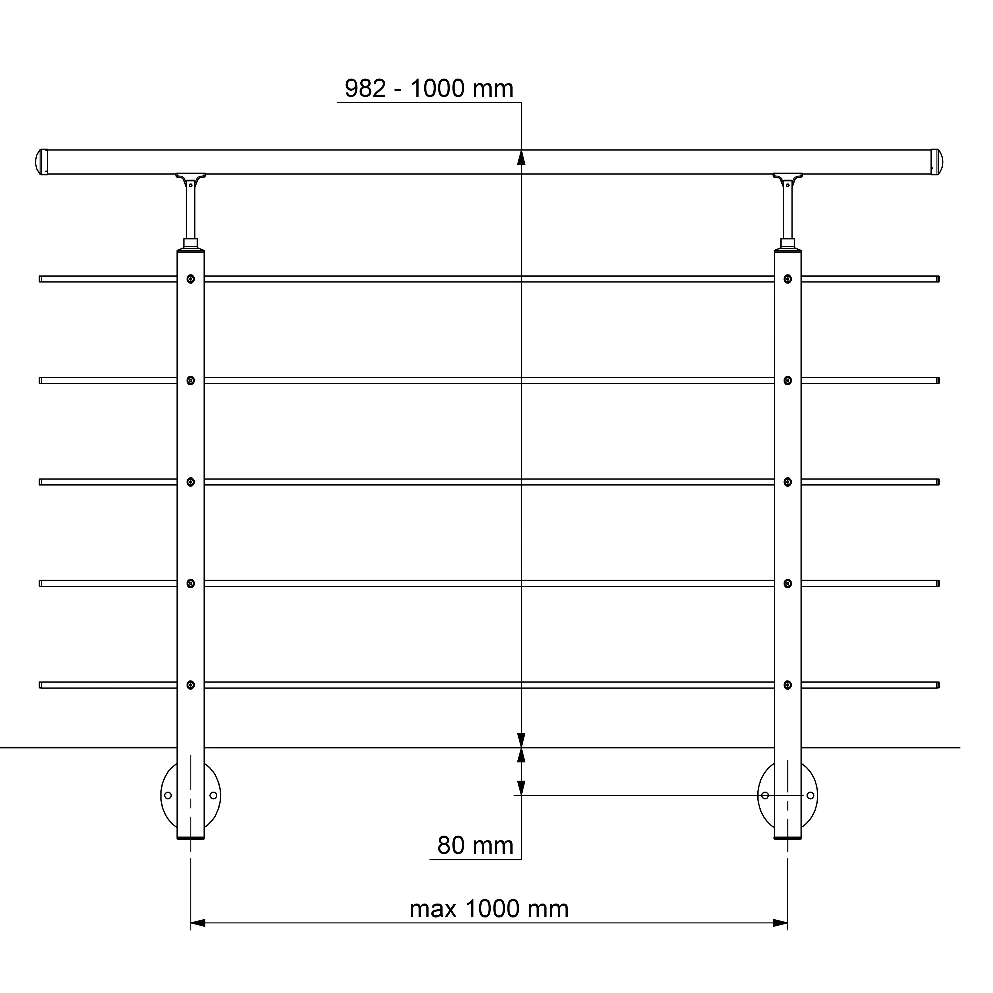 DOLLE Geländerset PS 031 Aluminium mit Eichehandlauf 150 cm