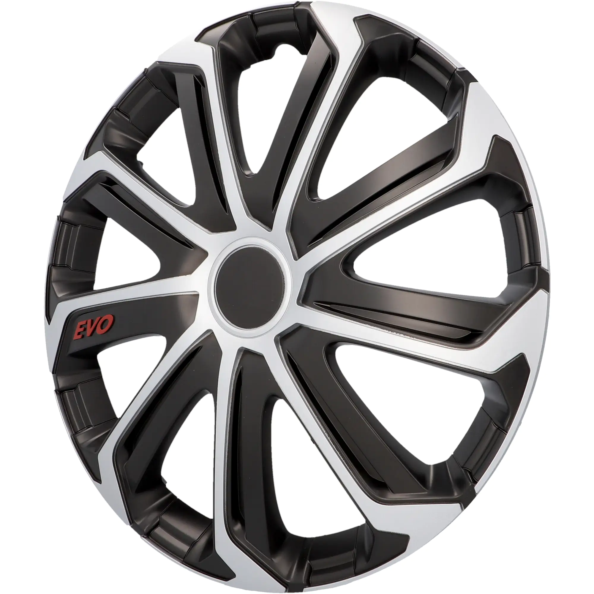 Cartrend Radzierblende EVO 40 cm (16 Zoll) silber schwarz 4 stück