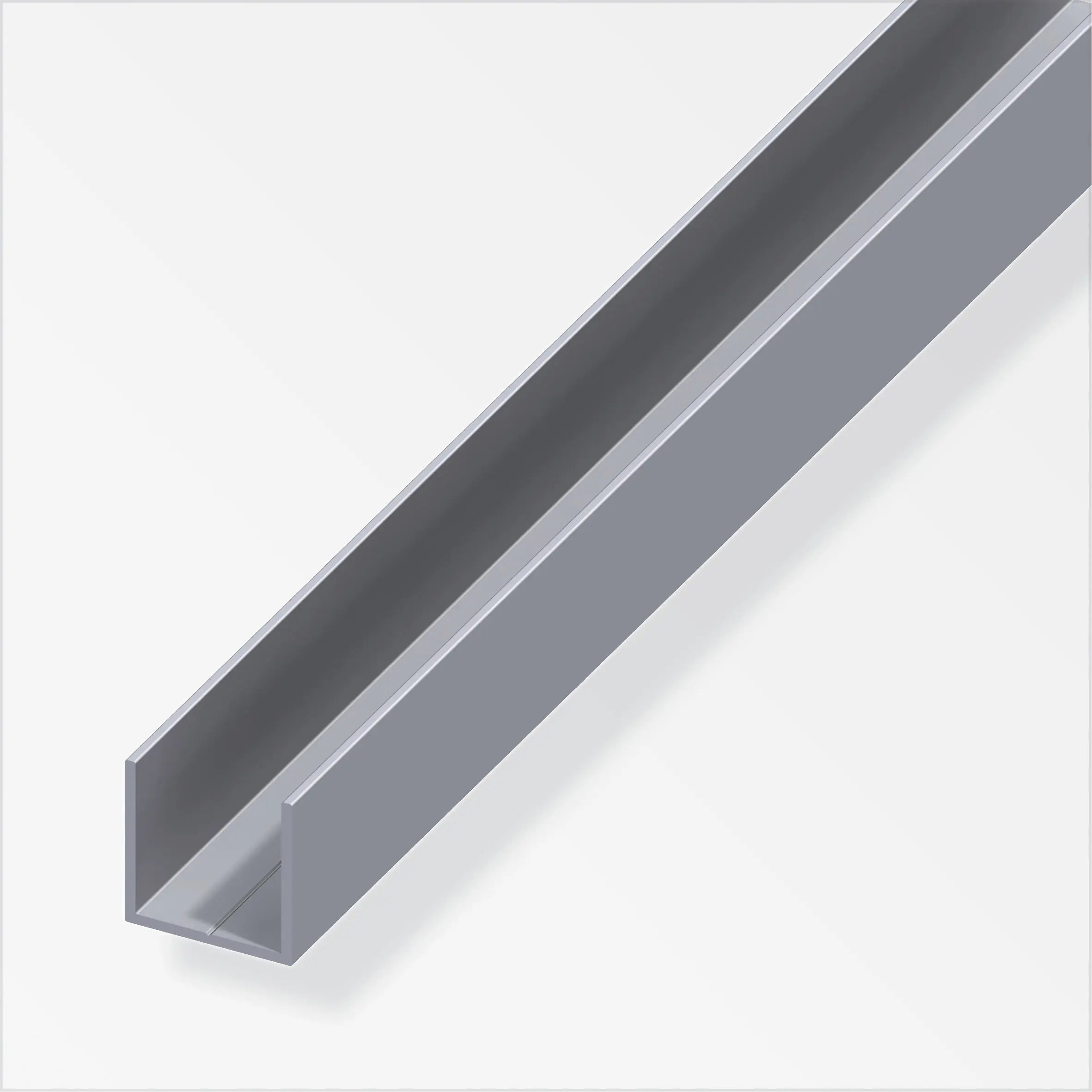 alfer Quadrat-U 1 m, 35.5 x 2.4 mm Aluminium roh blank