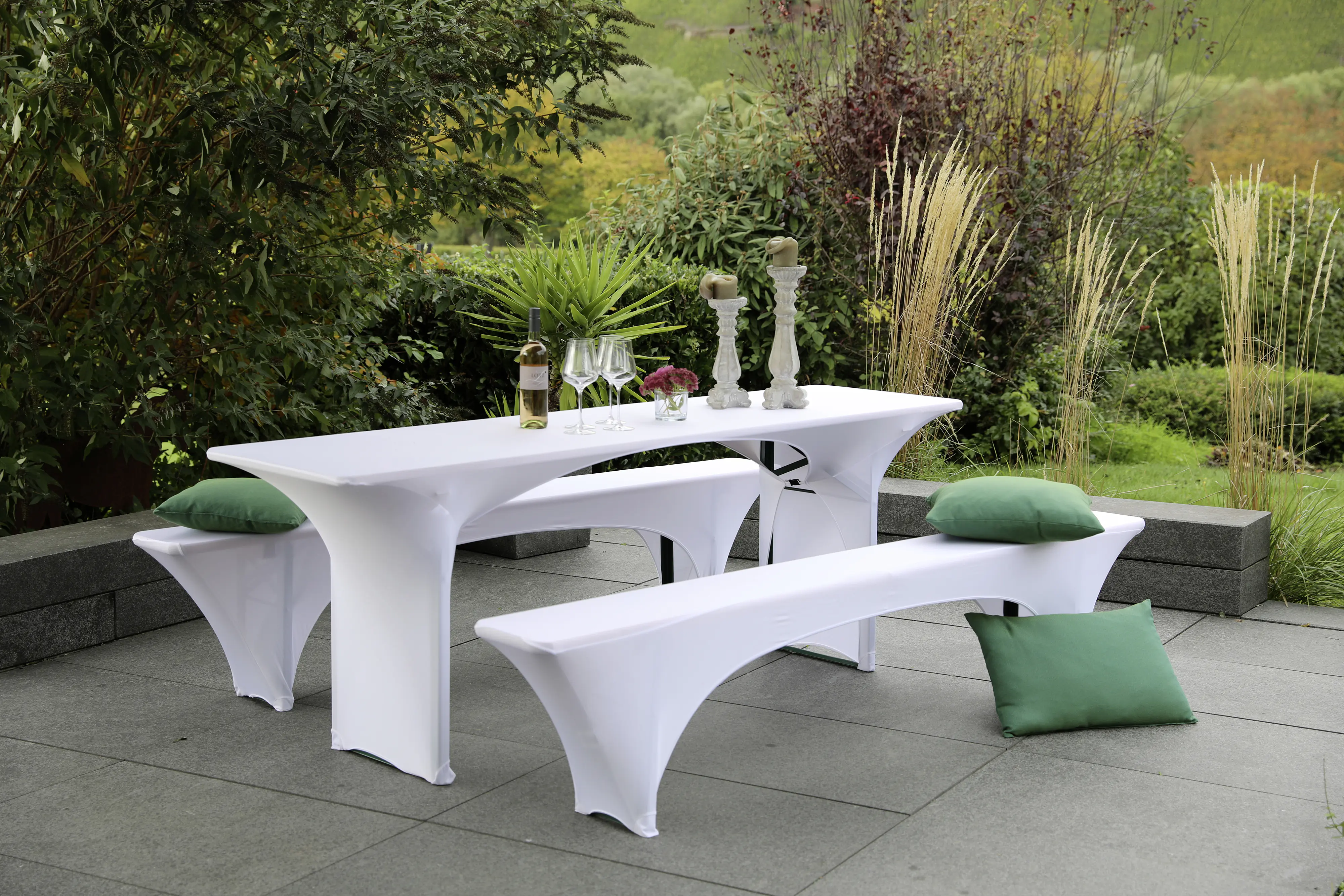 GO-DE Bierzeltgarnitur-Spannhussen 70cm 70 cm x 220 cm x 70 cm, weiß