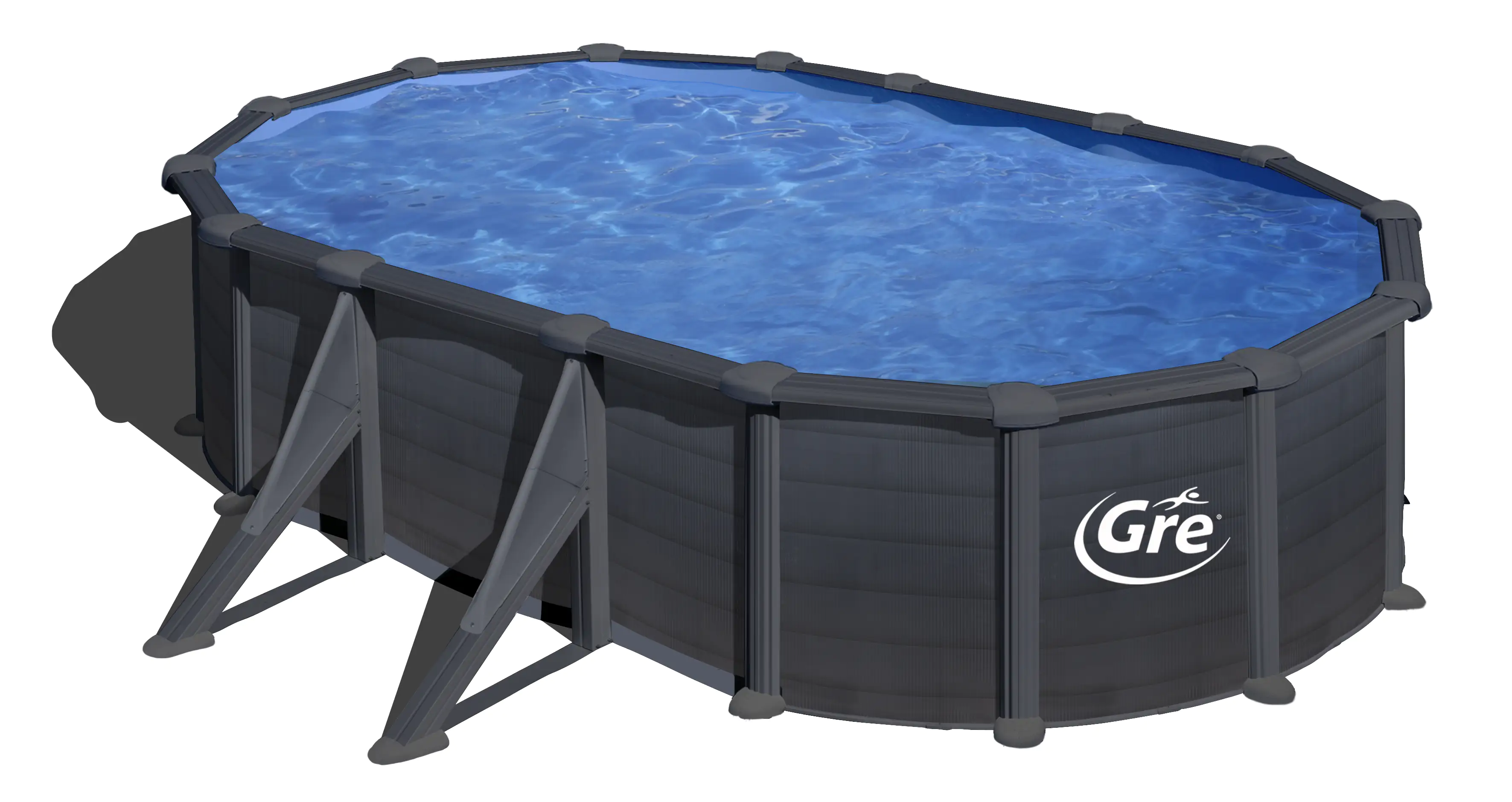 Gre Stahlwandpool Granada oval 610 x 375 x 132 cm, graphit
