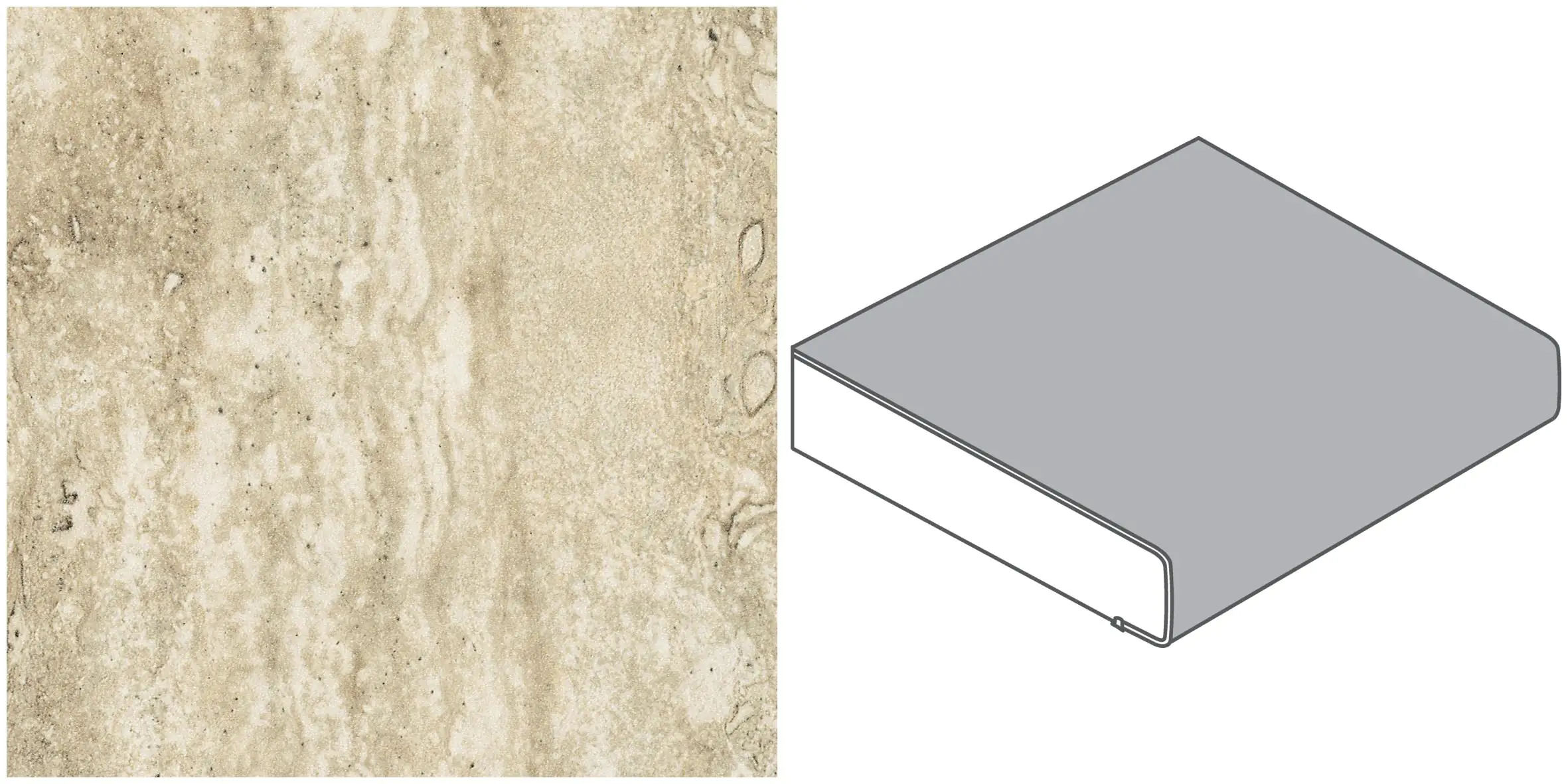 GetaElements Arbeitsplatte 410 x 60 cm, 39 mm travertin beige