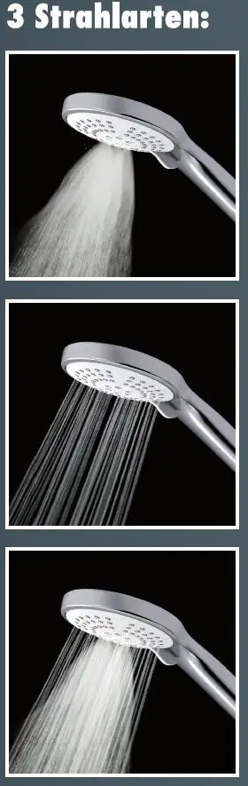 Primaster Handbrause 3 Strahlarten Water Move chrom-weiß mit Wasserspareinsatz