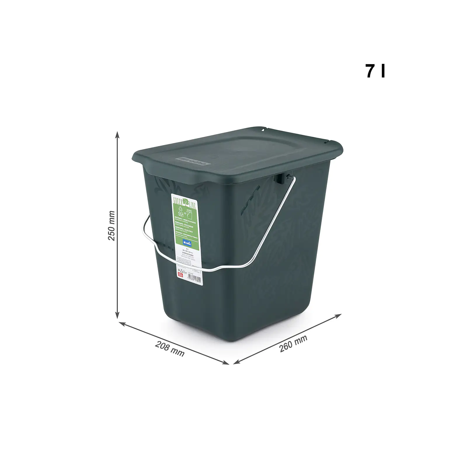 Komposteimer Greenline 7 L, 26 x 20,8 x 25 cm
