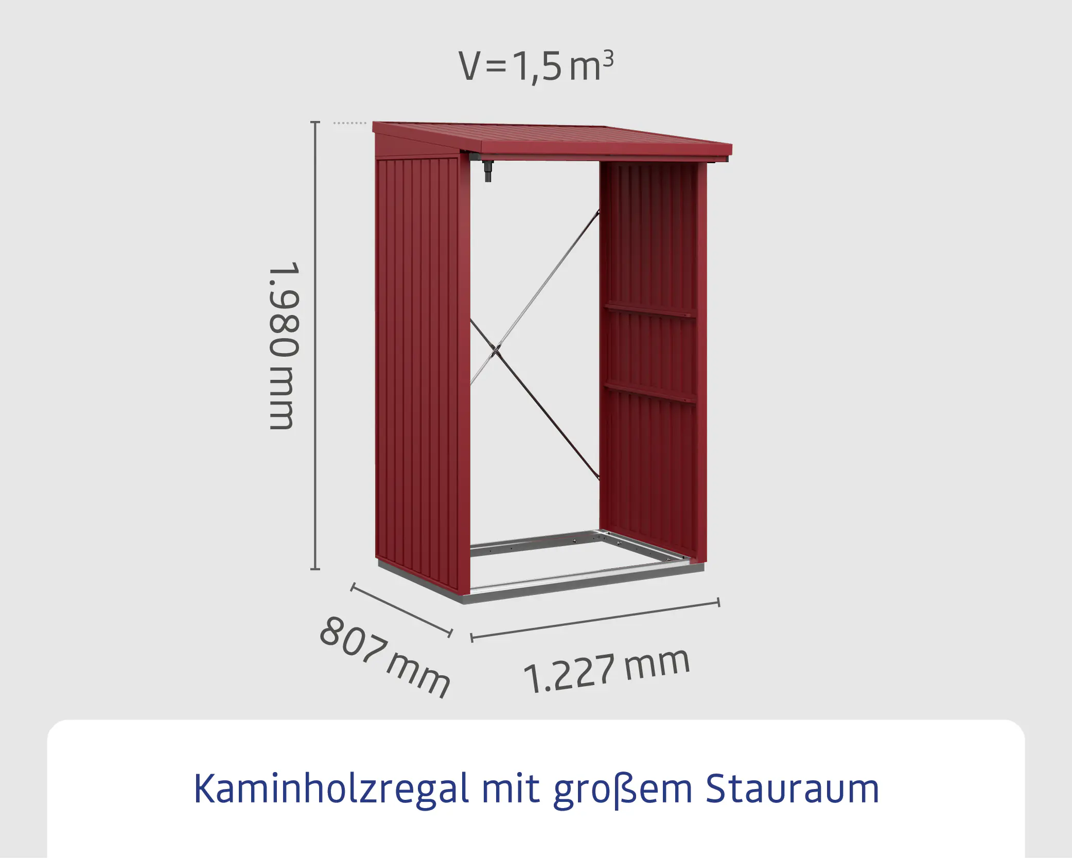 Ecostar Kaminholzregal Trend-V Typ 1, purpurrot, mit Verstrebung