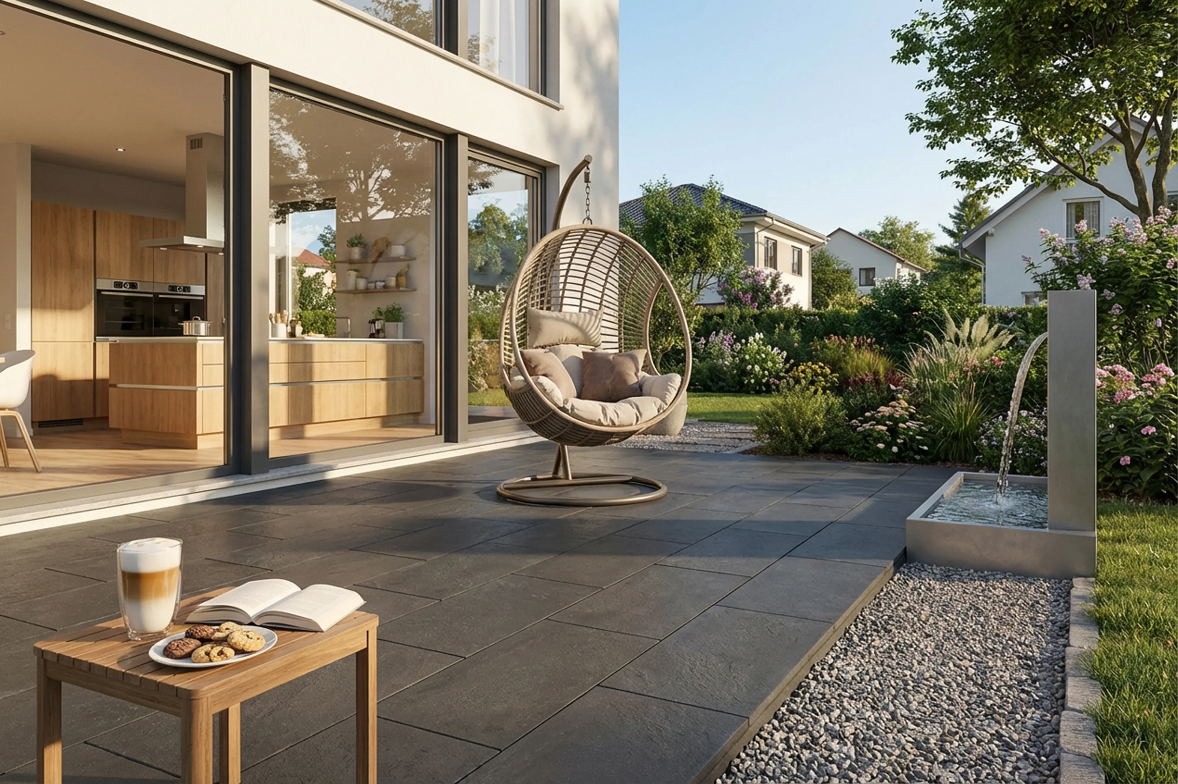 EHL Terrassenplatte Mesafino 40 x 40 x 4 cm basalt geflammt