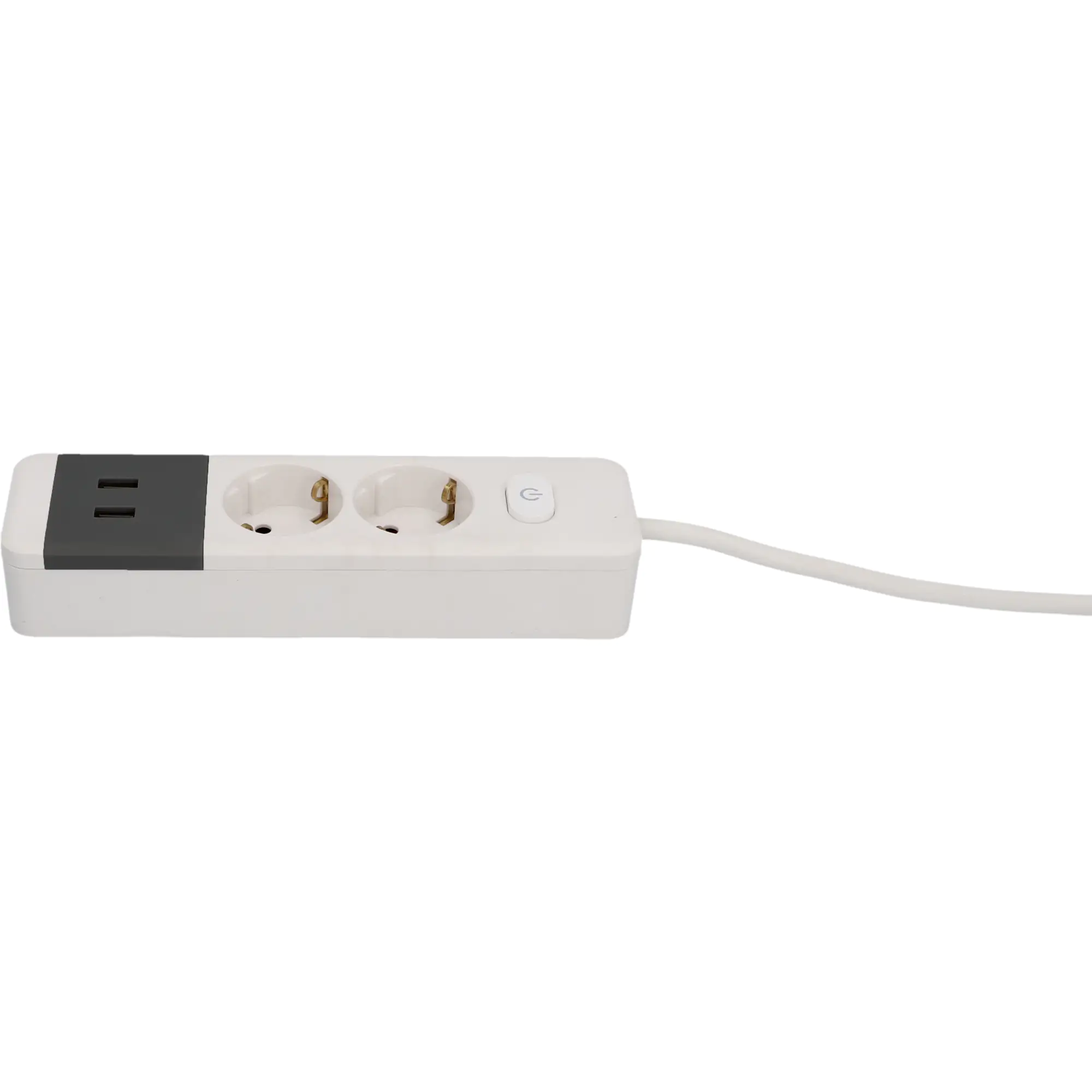 Unitec Tischsteckdose 2-fach, 2x USB 1,4 m mit Schalter, weiß/anthrazit